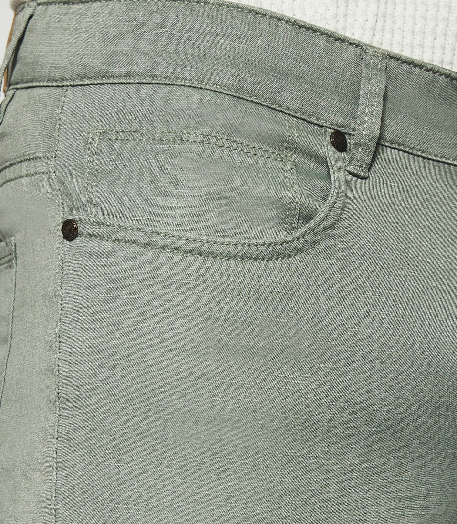 Pantalon slim kaki 5 poches en coton lin PASTEL - Image 4