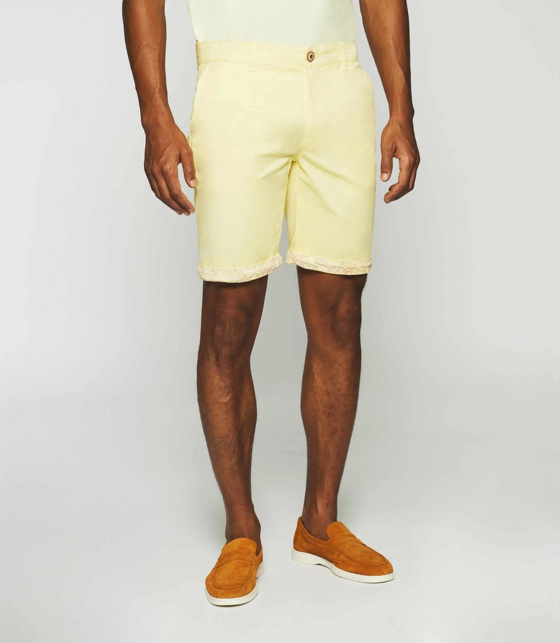 Bermuda en coton stretch jaune pale SLOWLY