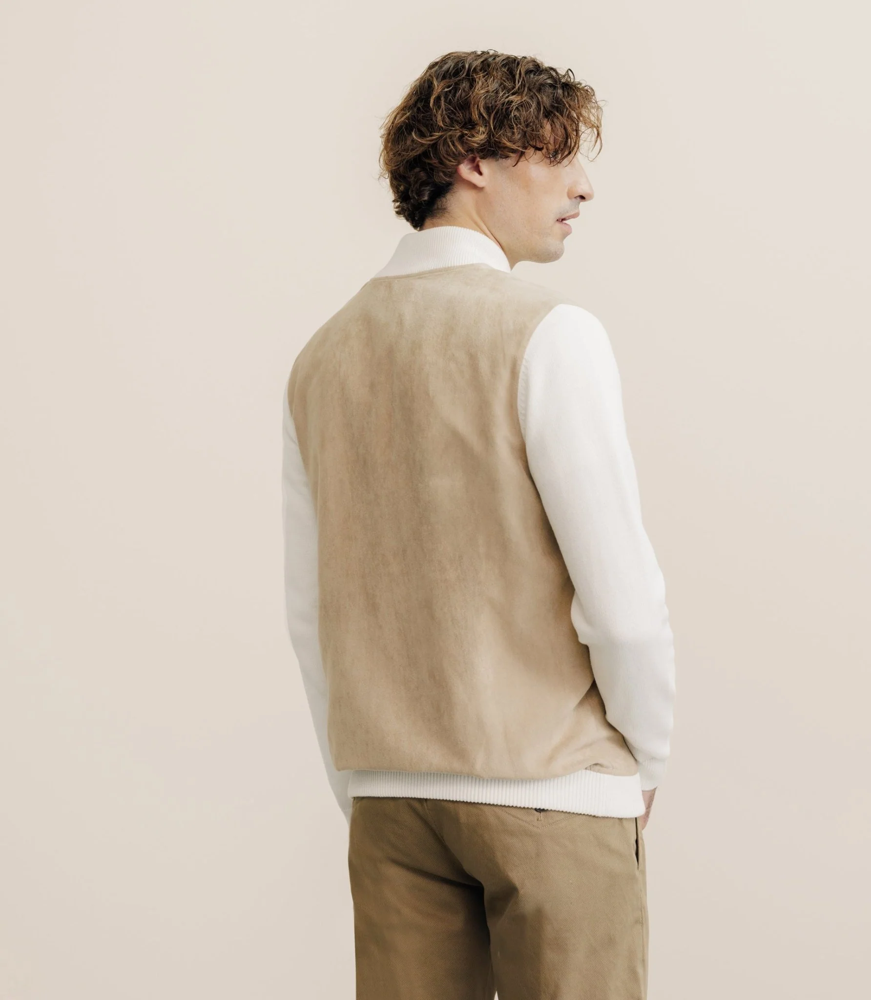 Gilet bi matière beige - Image 3