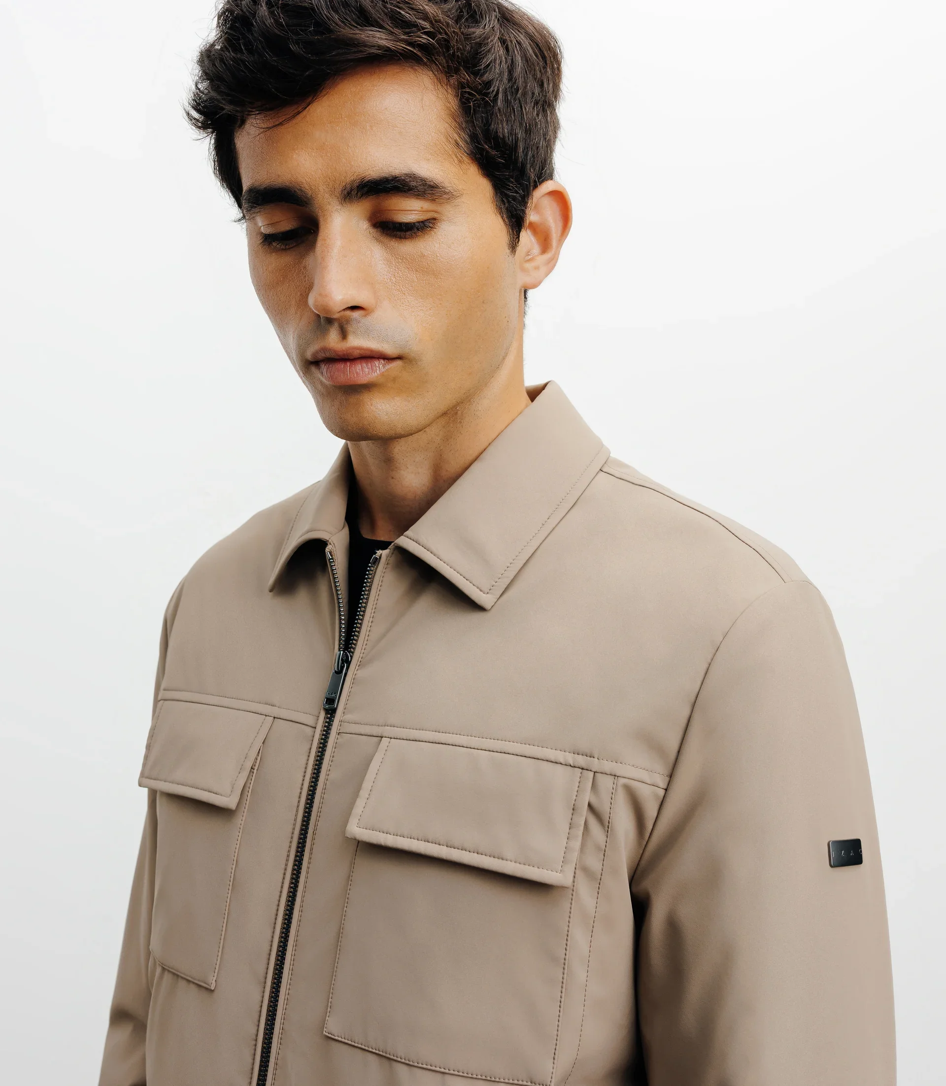 Blouson col chemise beige - Image 2