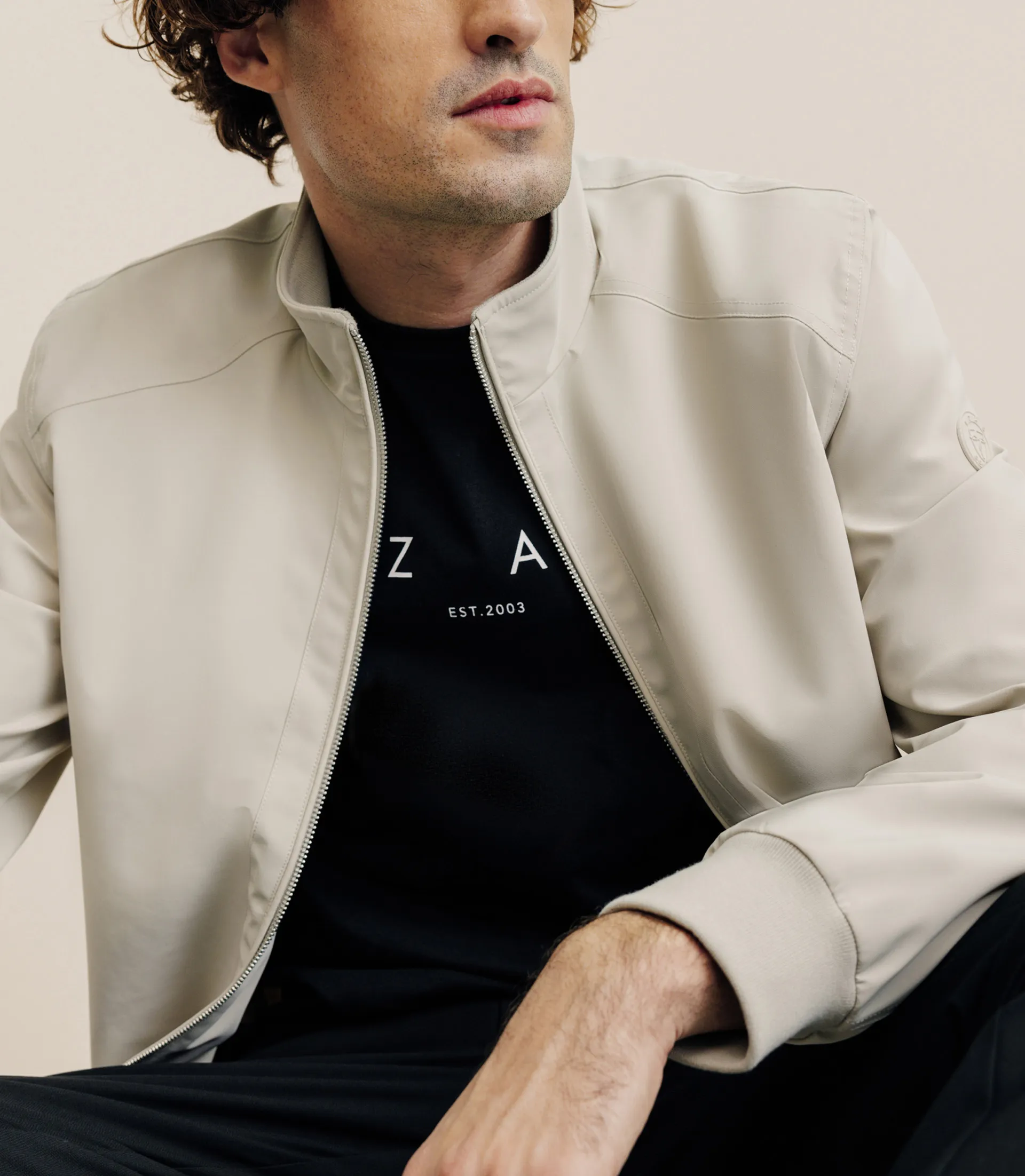 Blouson col montant beige - Image 2
