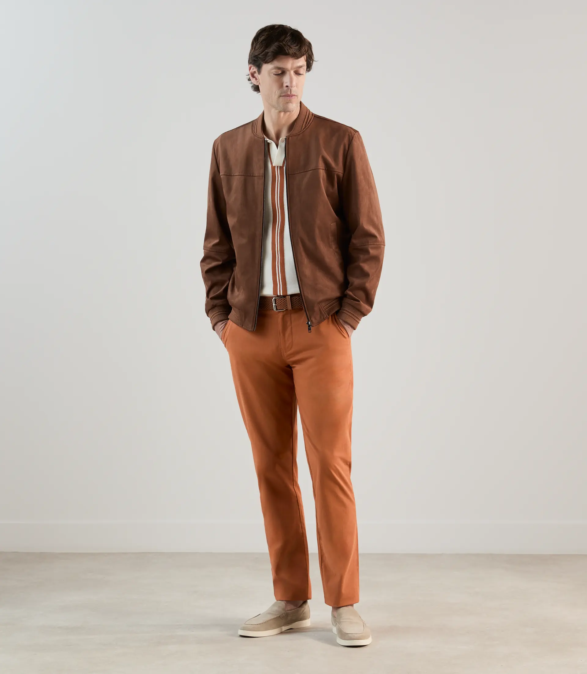 Blouson col teddy en suède marron - Image 3