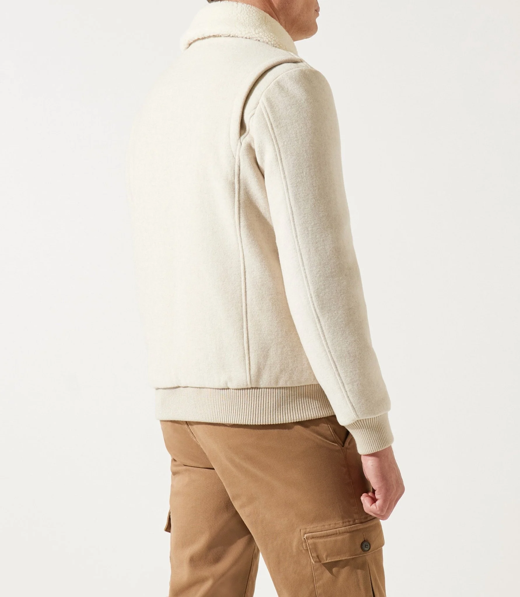 Blouson en laine col sherpa mastic MATHIAS - Image 5