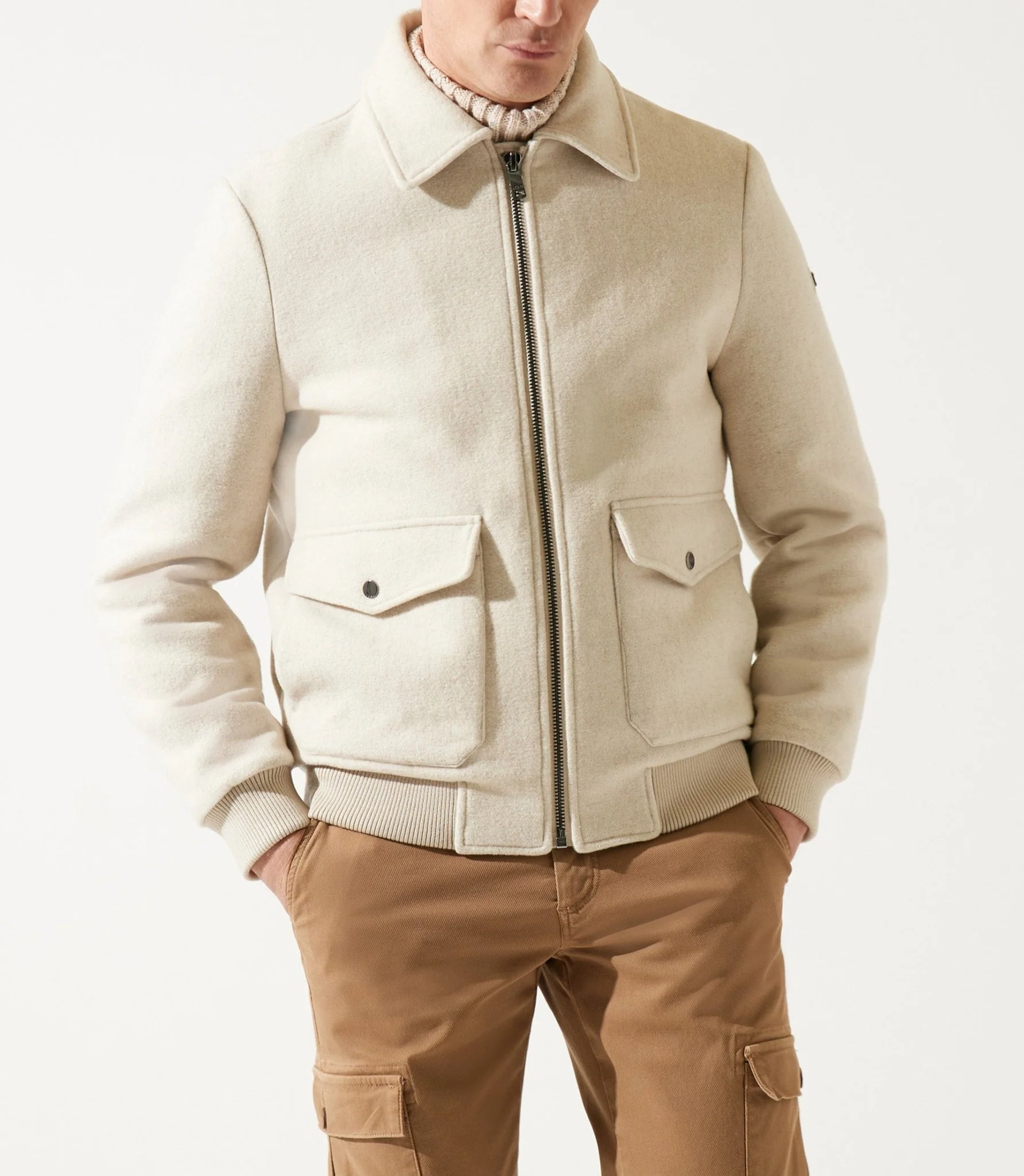 Blouson en laine col sherpa mastic MATHIAS - Image 6