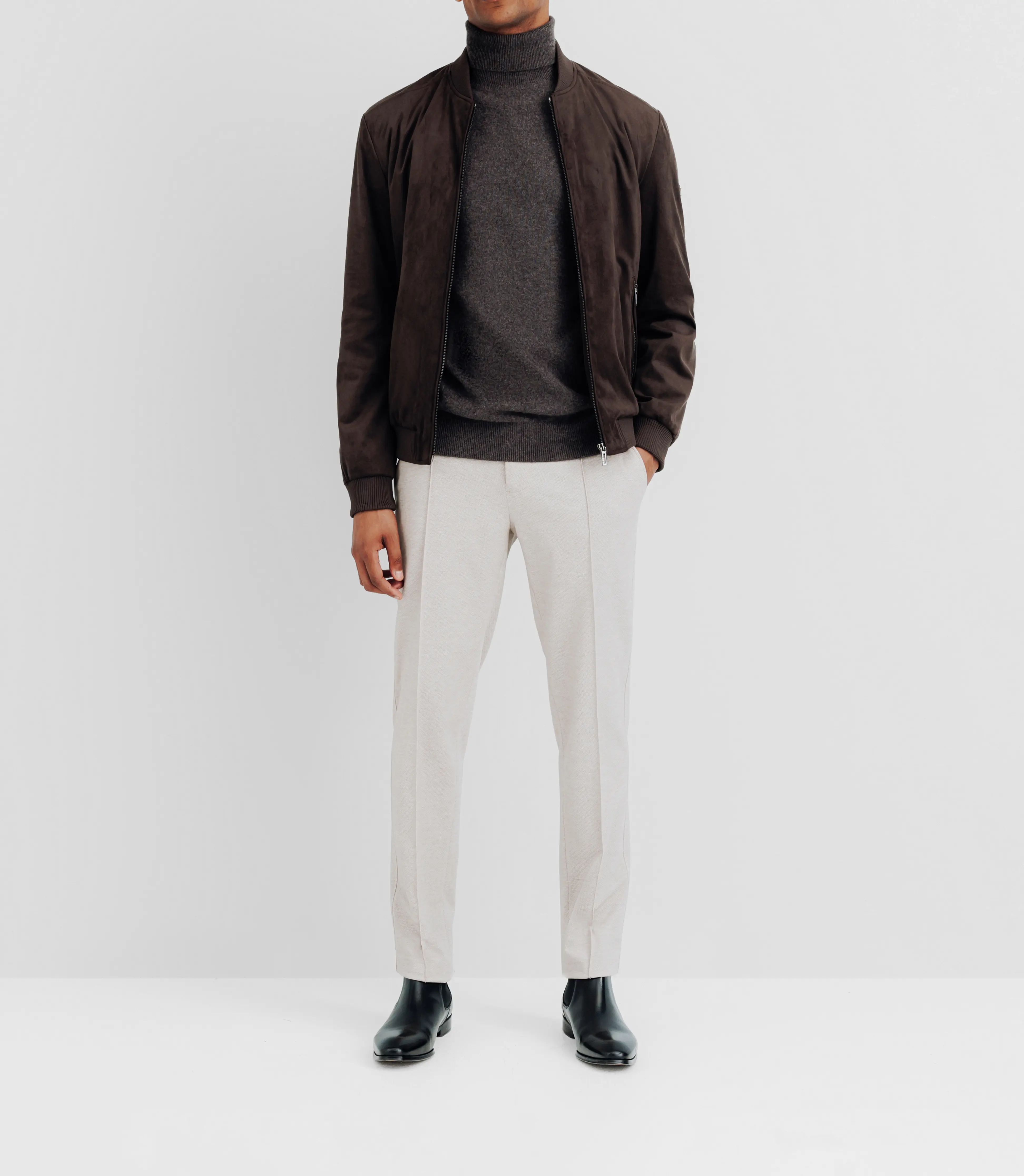 Blouson col teddy marron