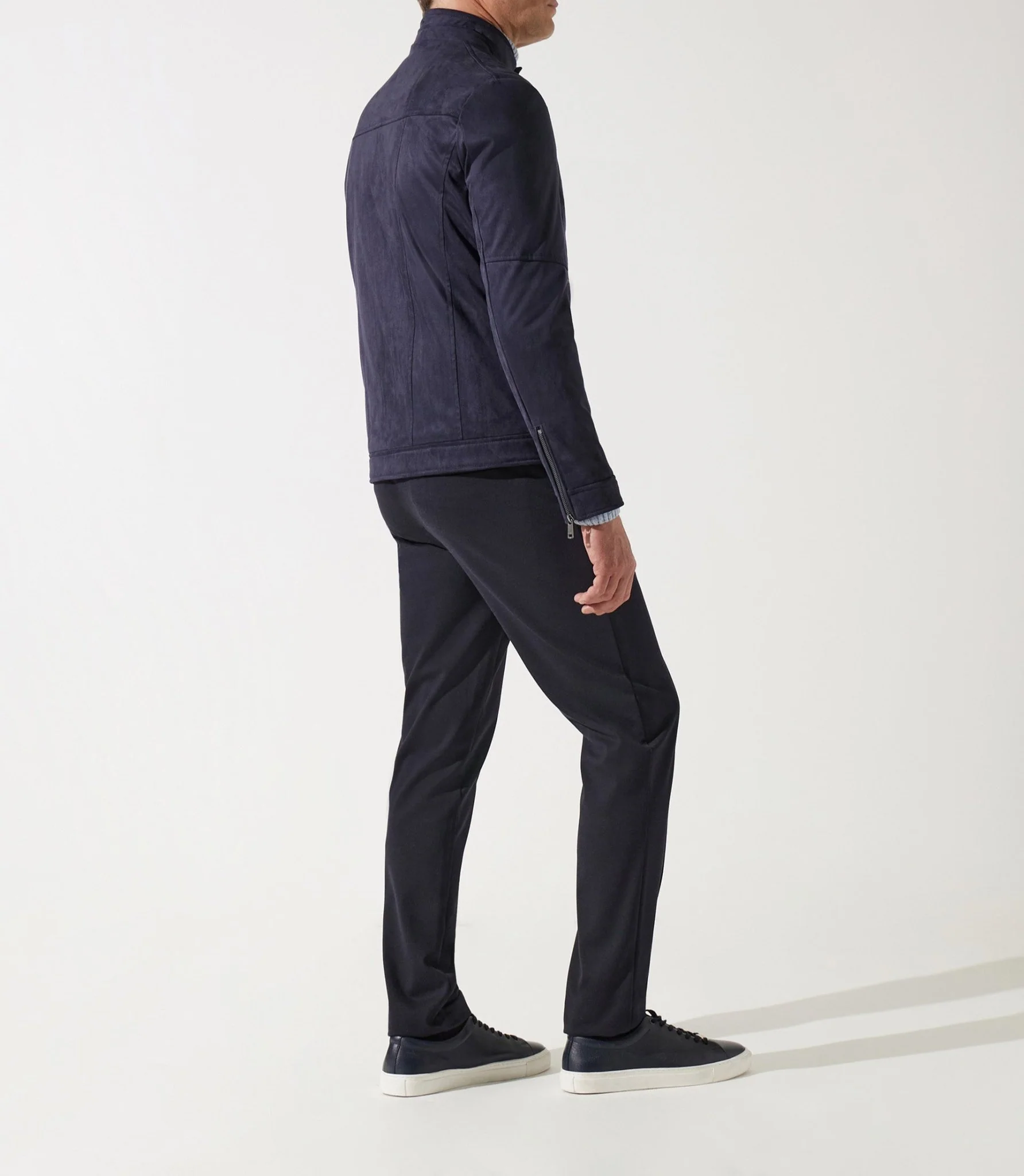 Blouson col officier en suède marine MALWEN - Image 4
