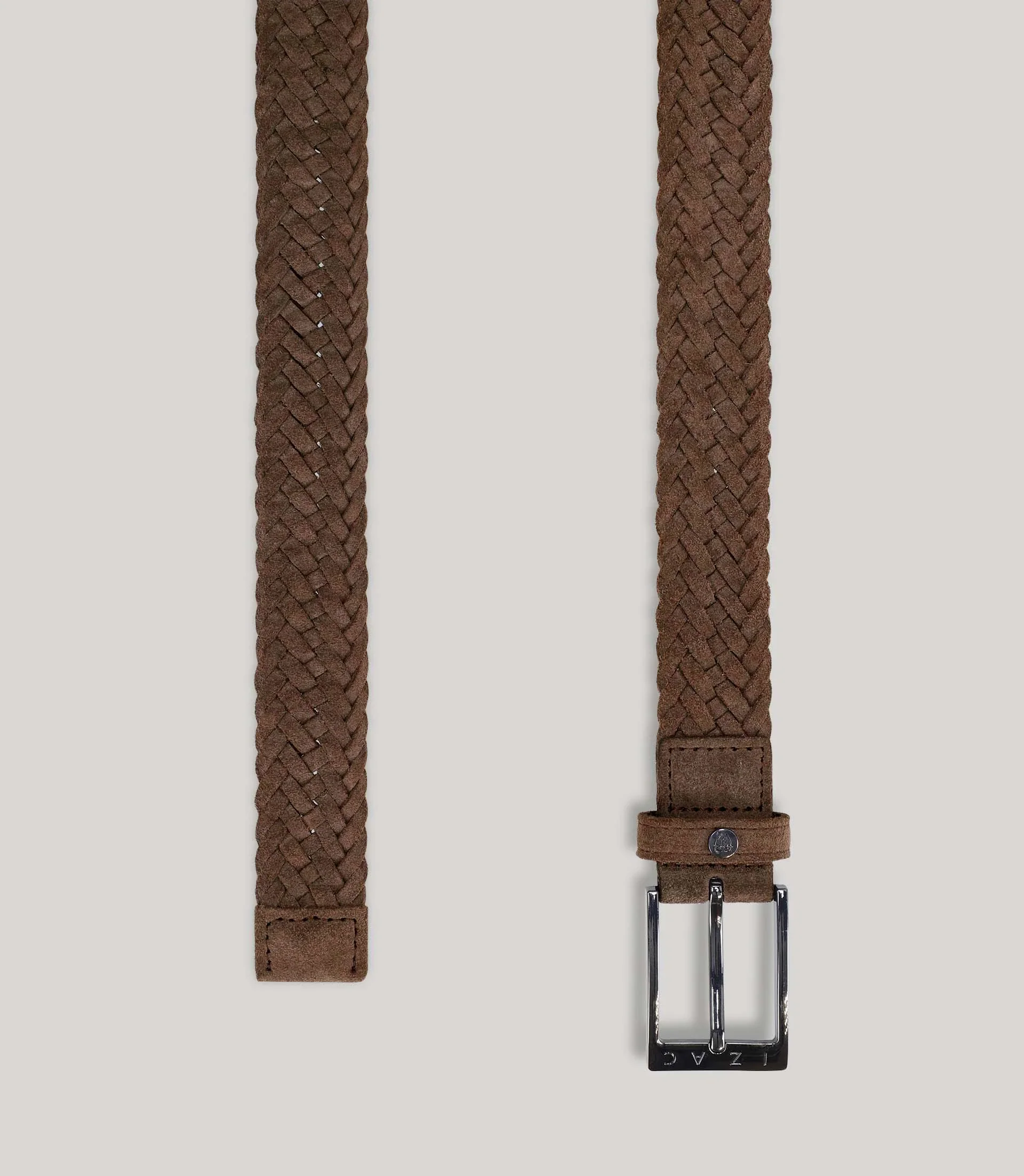 Ceinture tressée en cuir nubuck marron - Image 2