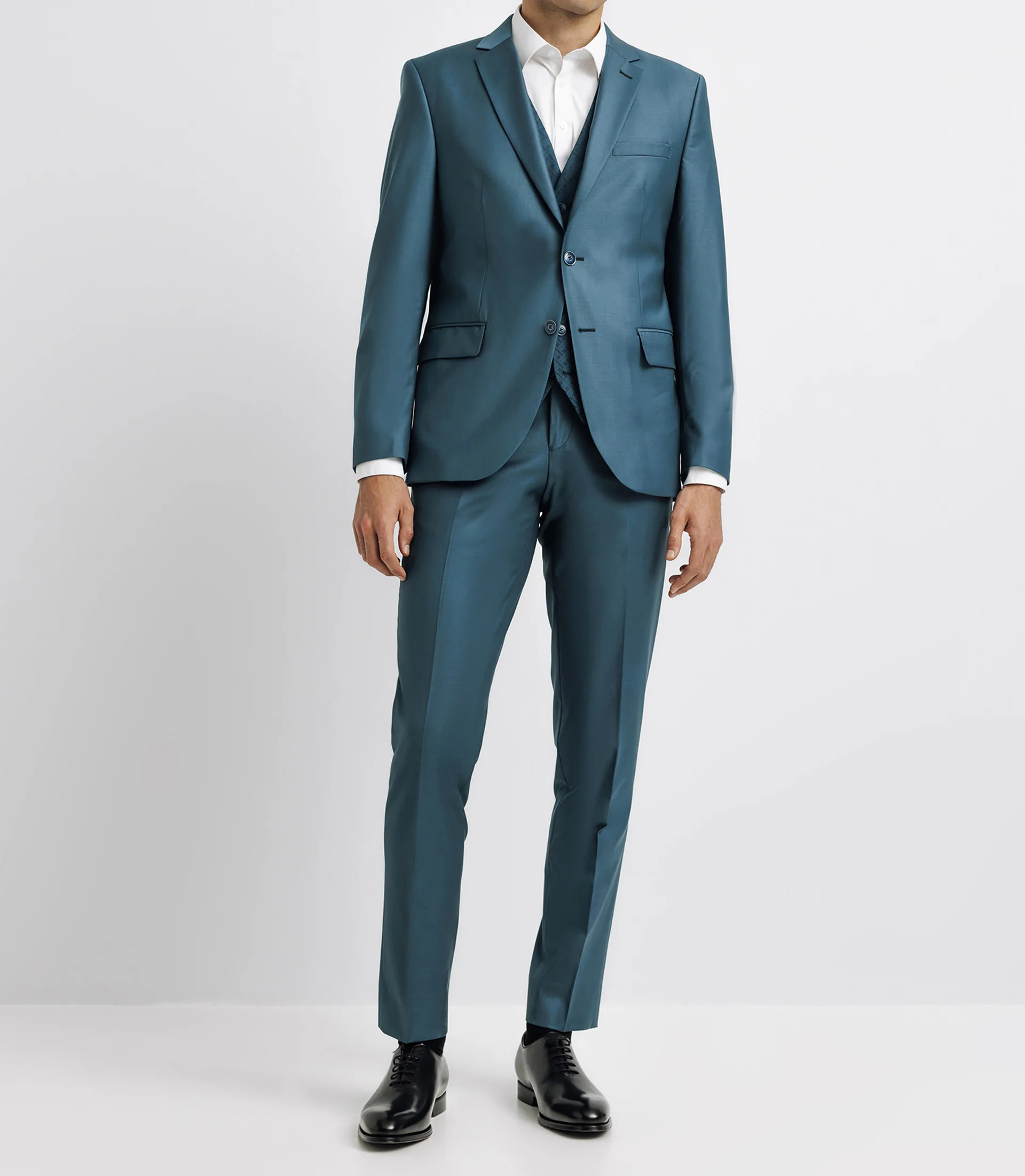 Costume cérémonie 3 pièces bleu vert