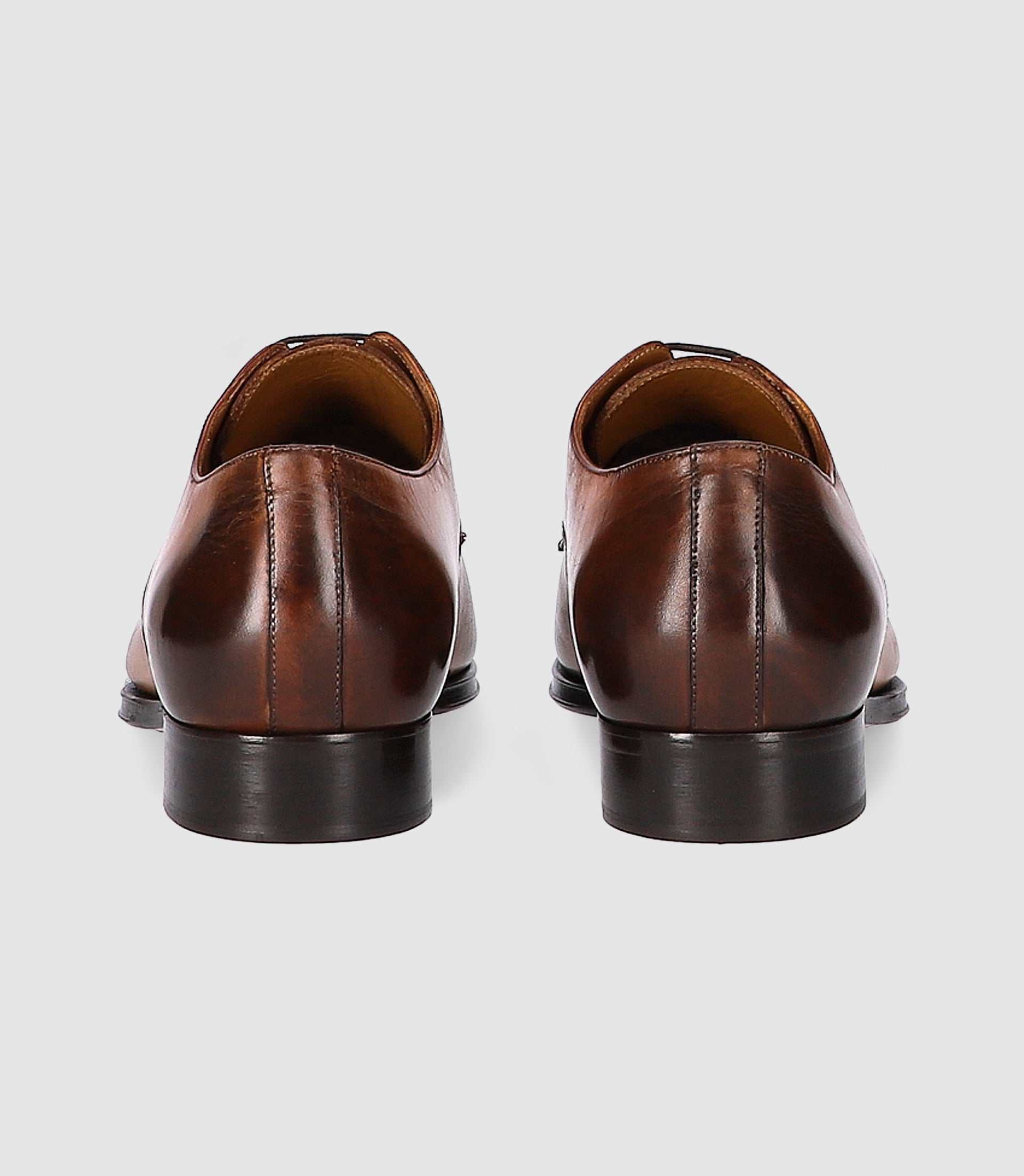 Derby couture en cuir marron clair ORENZO - Image 4