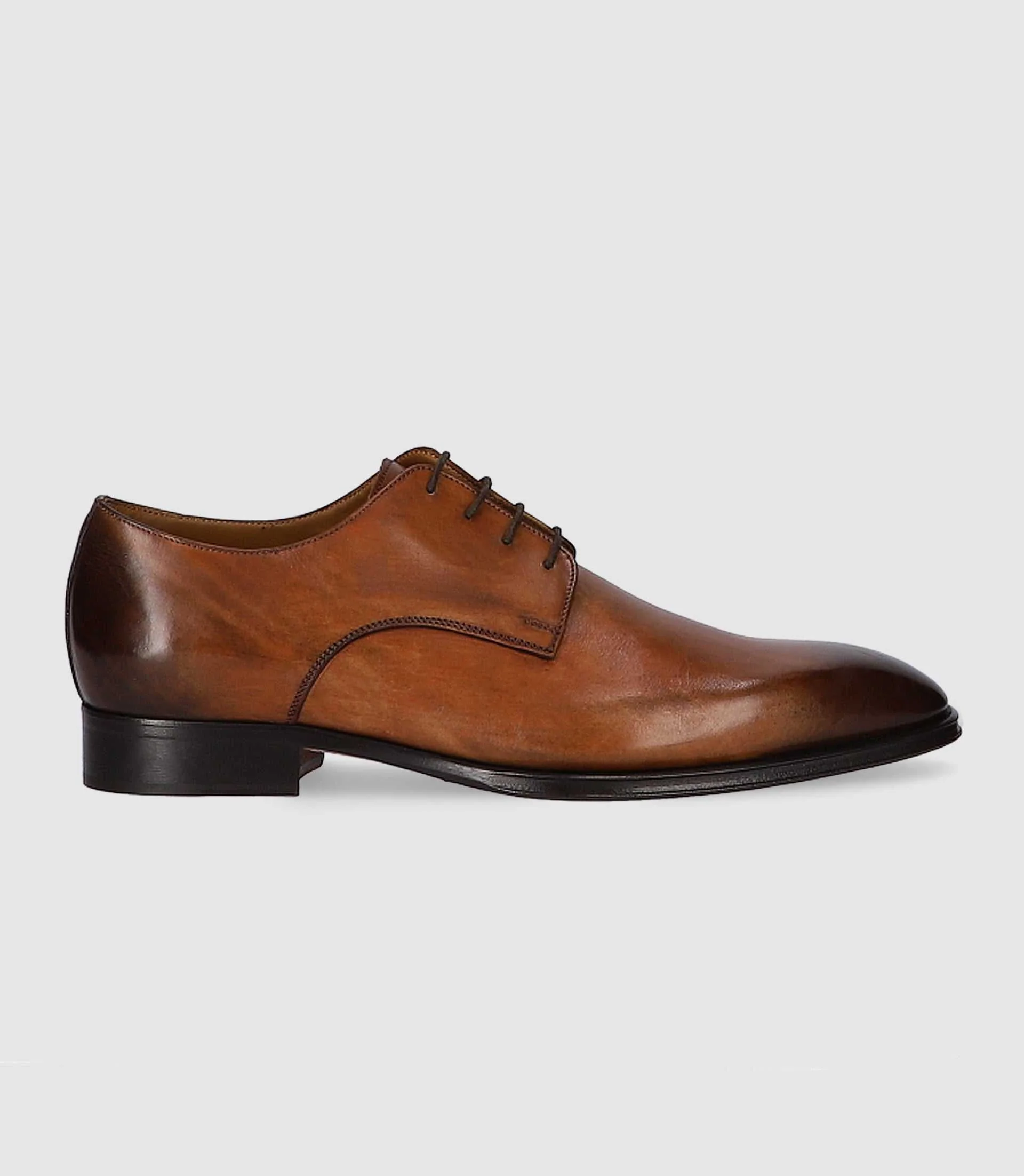 Derby couture en cuir marron clair ORENZO - Image 5