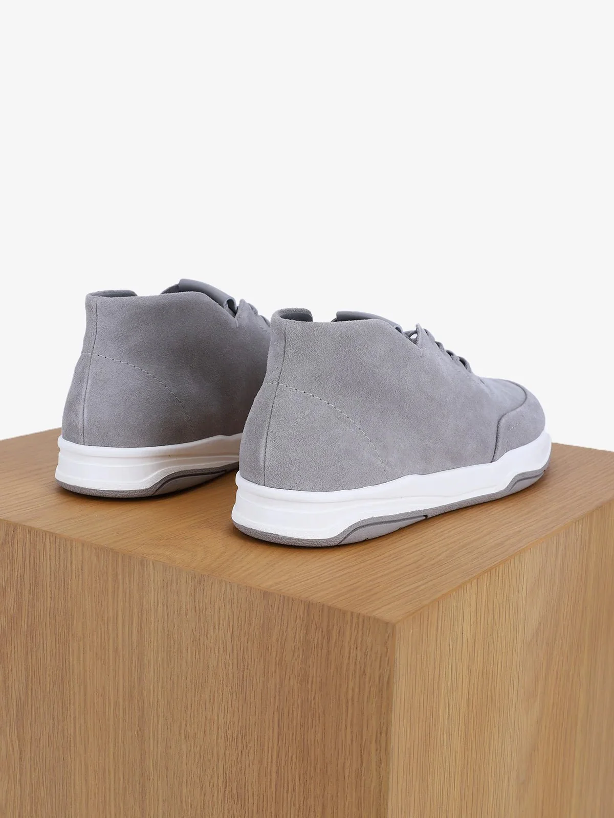 Chaussures baskets montantes en cuir gris - Image 4