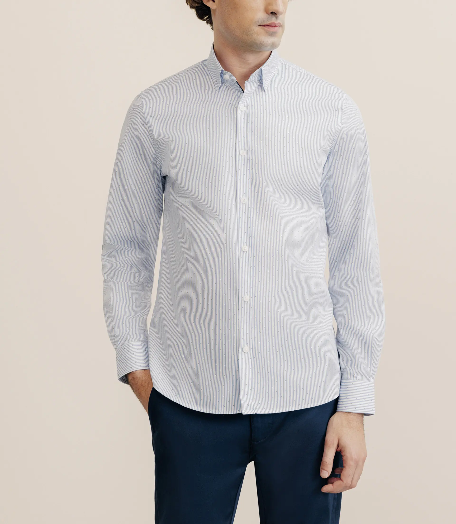 Chemise 100% coton imprimée ciel