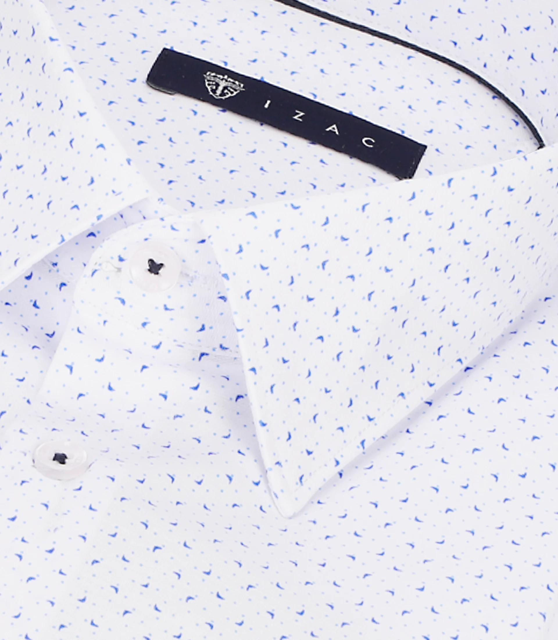 Chemise slim à imprimé micro motifs bleu MATHISOUT - Image 2
