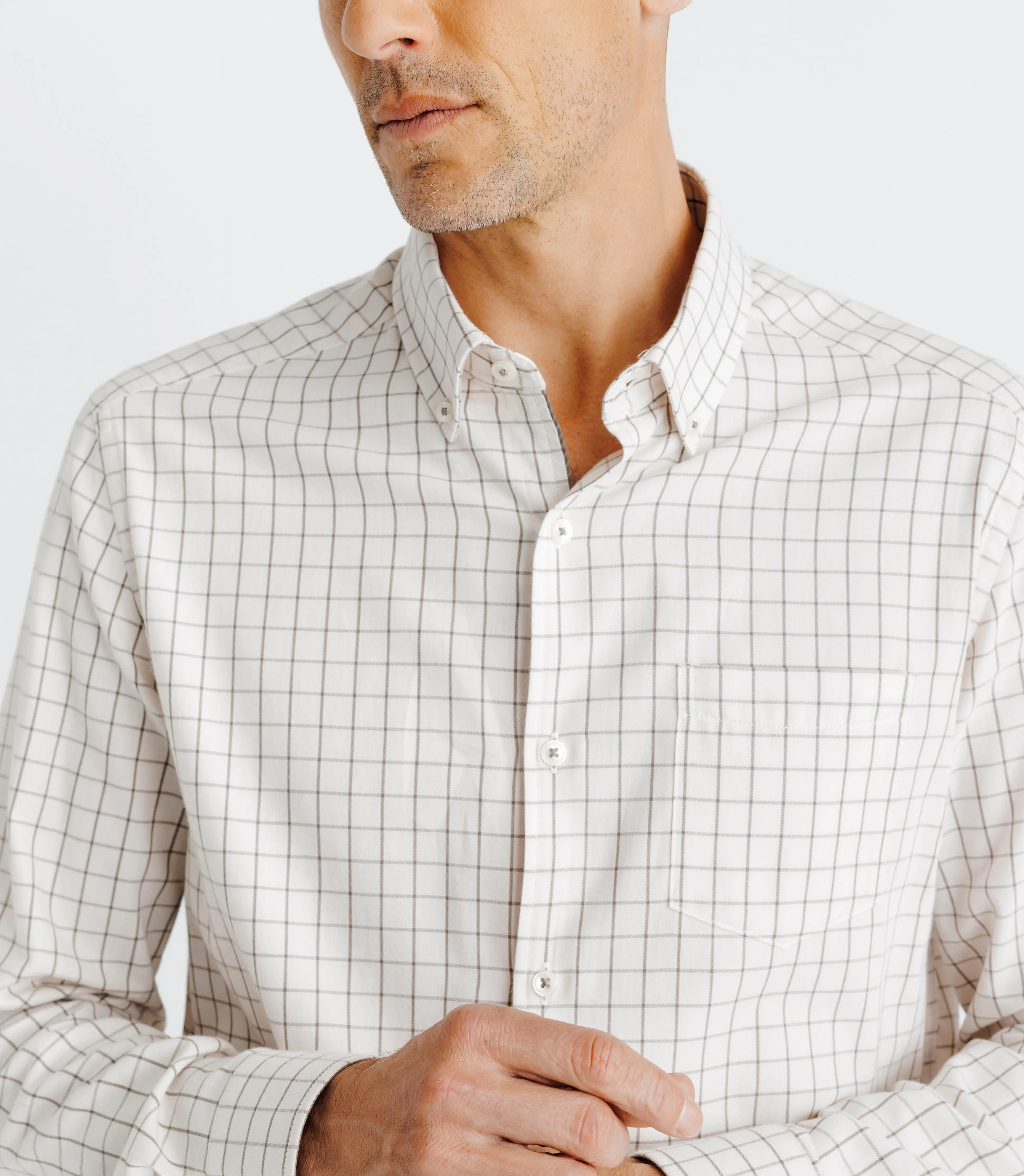Chemise avec carreaux beige - Image 3