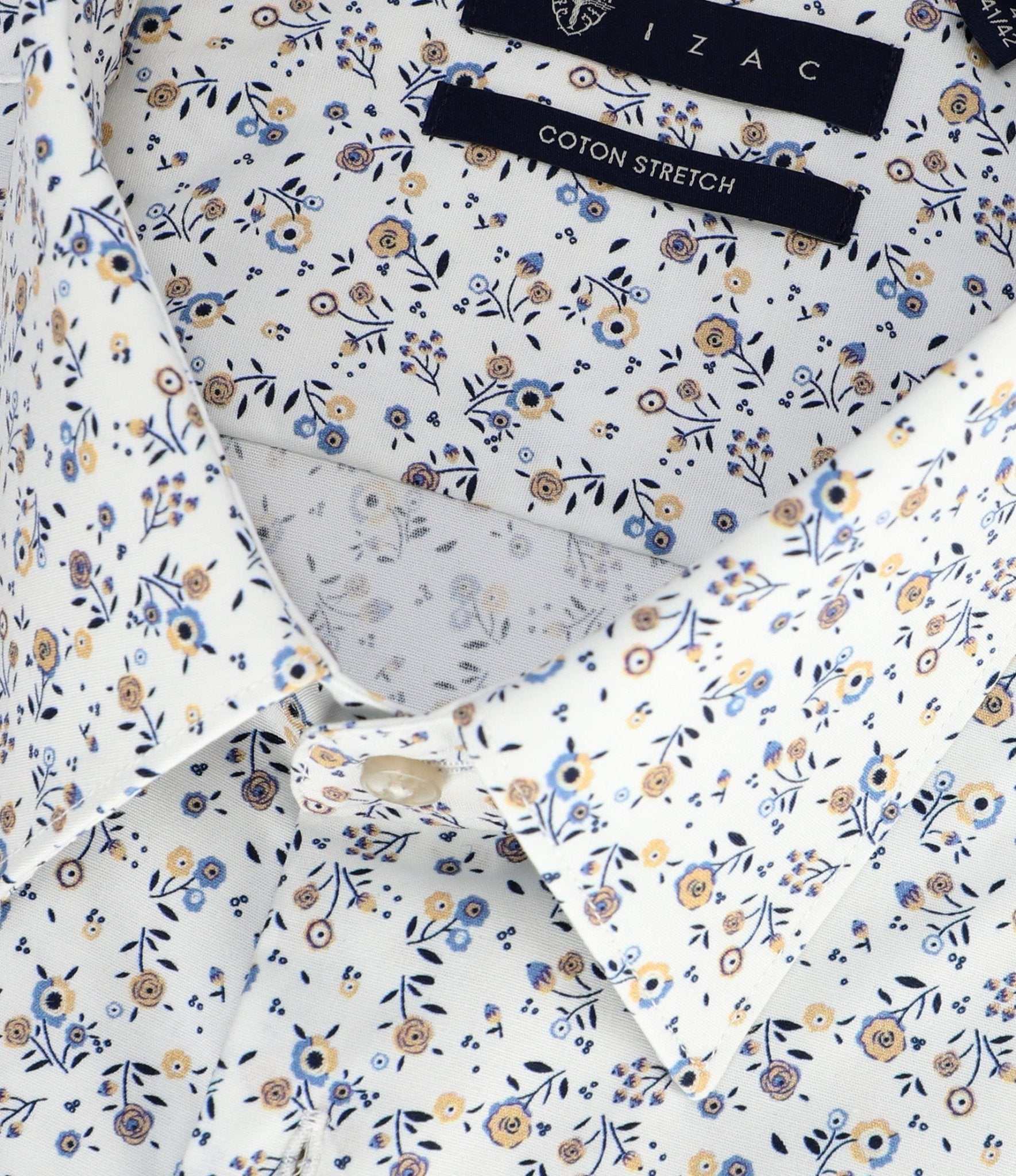 Chemise ville imprimée blanc camel bleu PHILEABT - Image 2