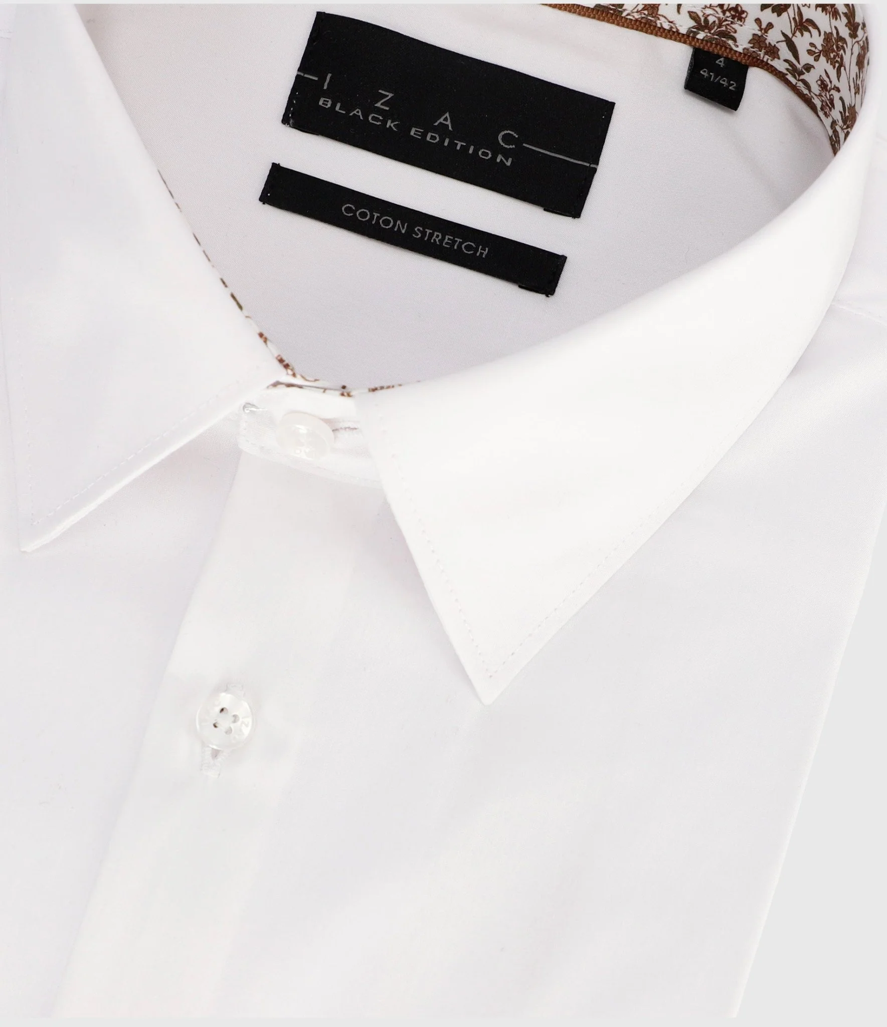 Chemise slim unie blanche et camel PENY - Image 2
