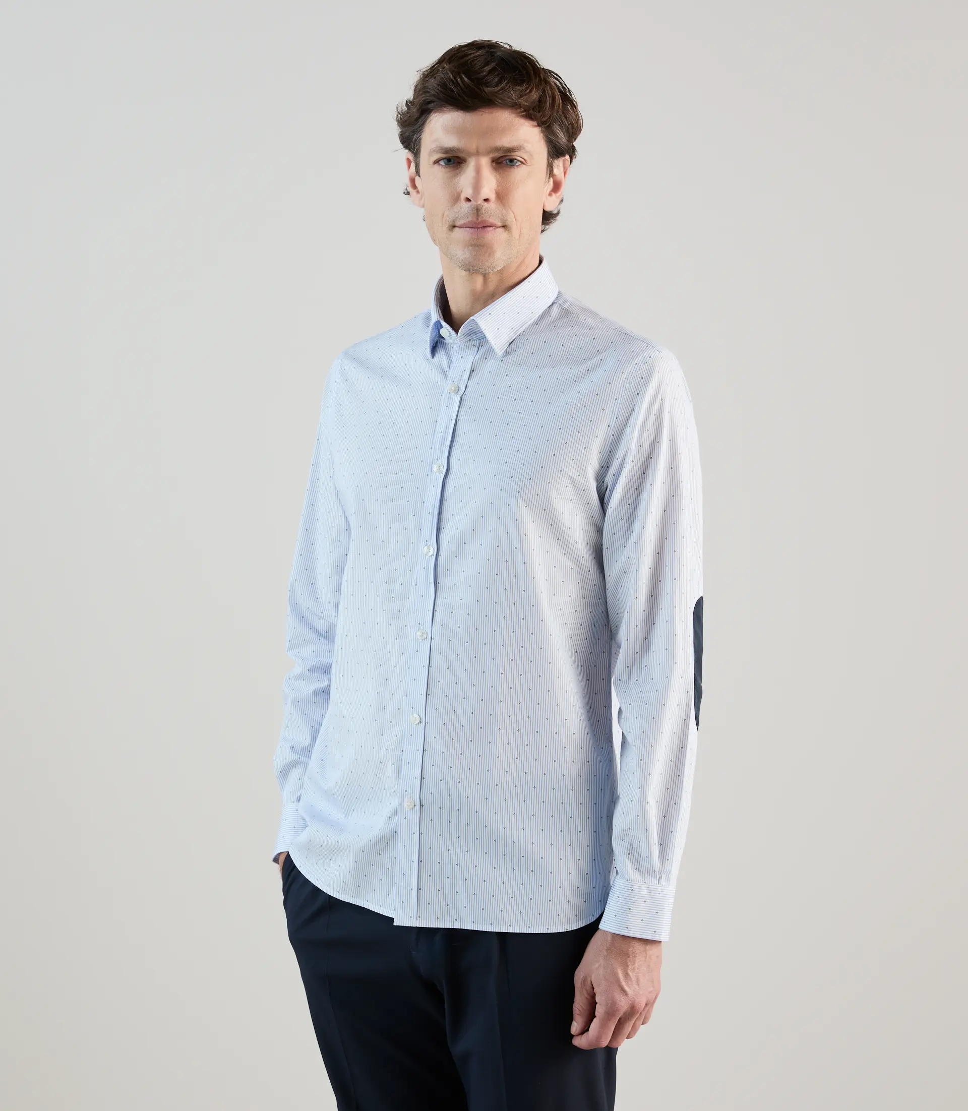 Chemise casual avec coudières ciel