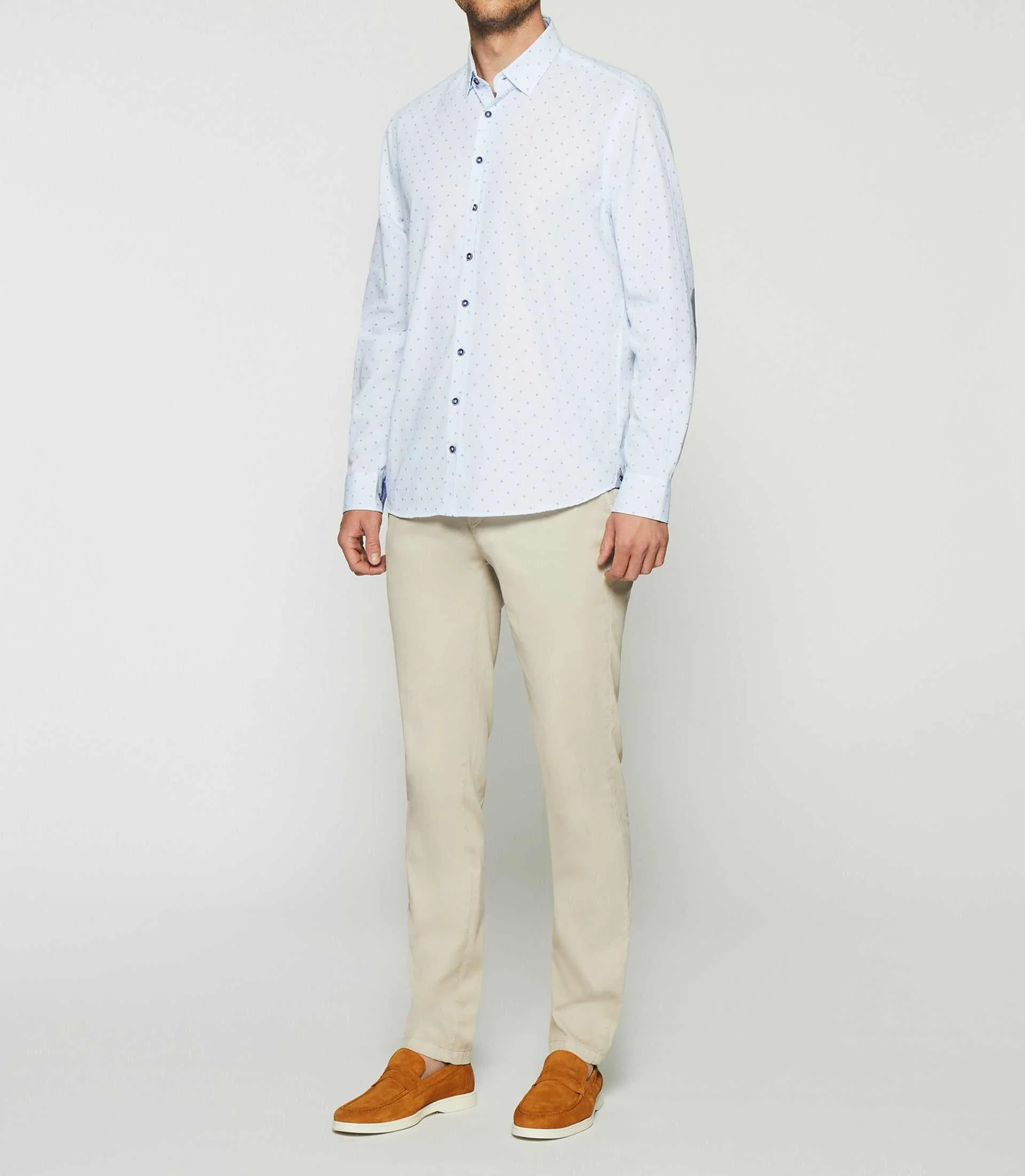 Chemise à imprimé blanche et marine KELLY