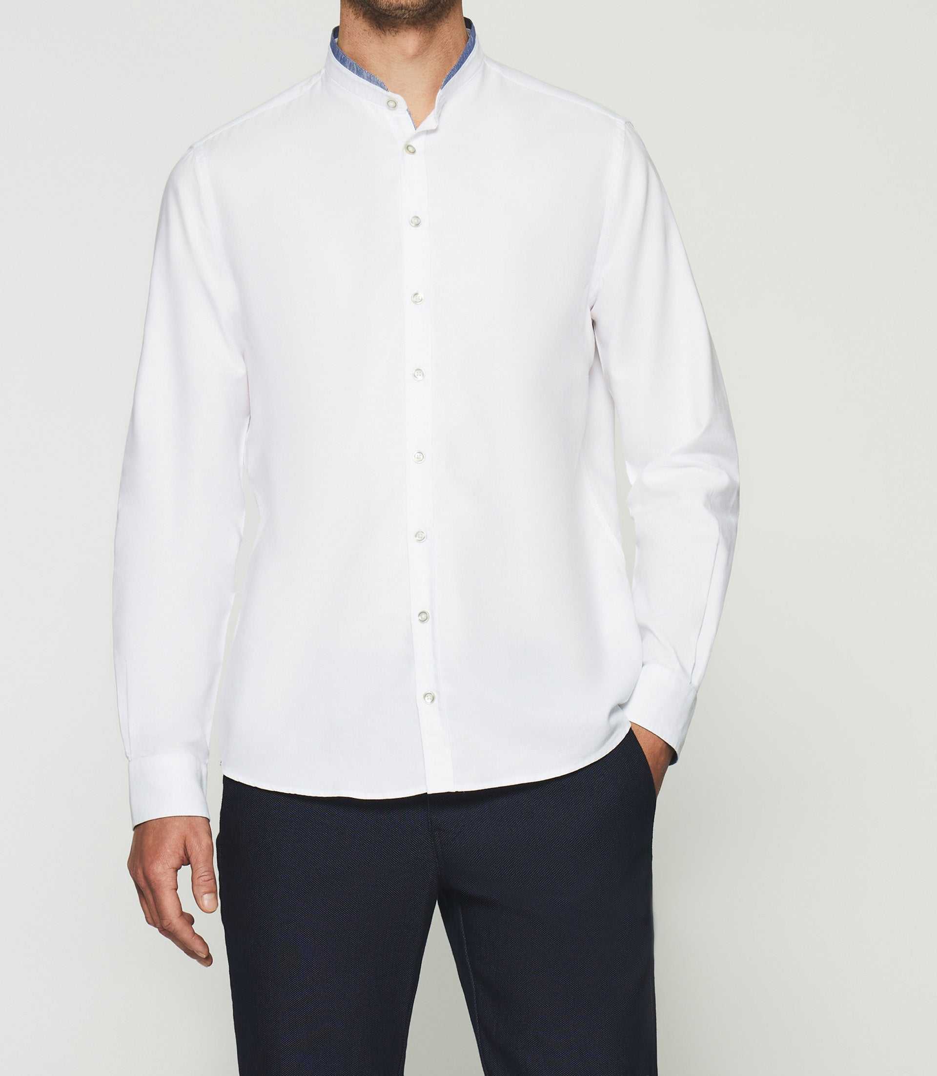 Chemise à coudières blanche et marine KENNY - Image 2