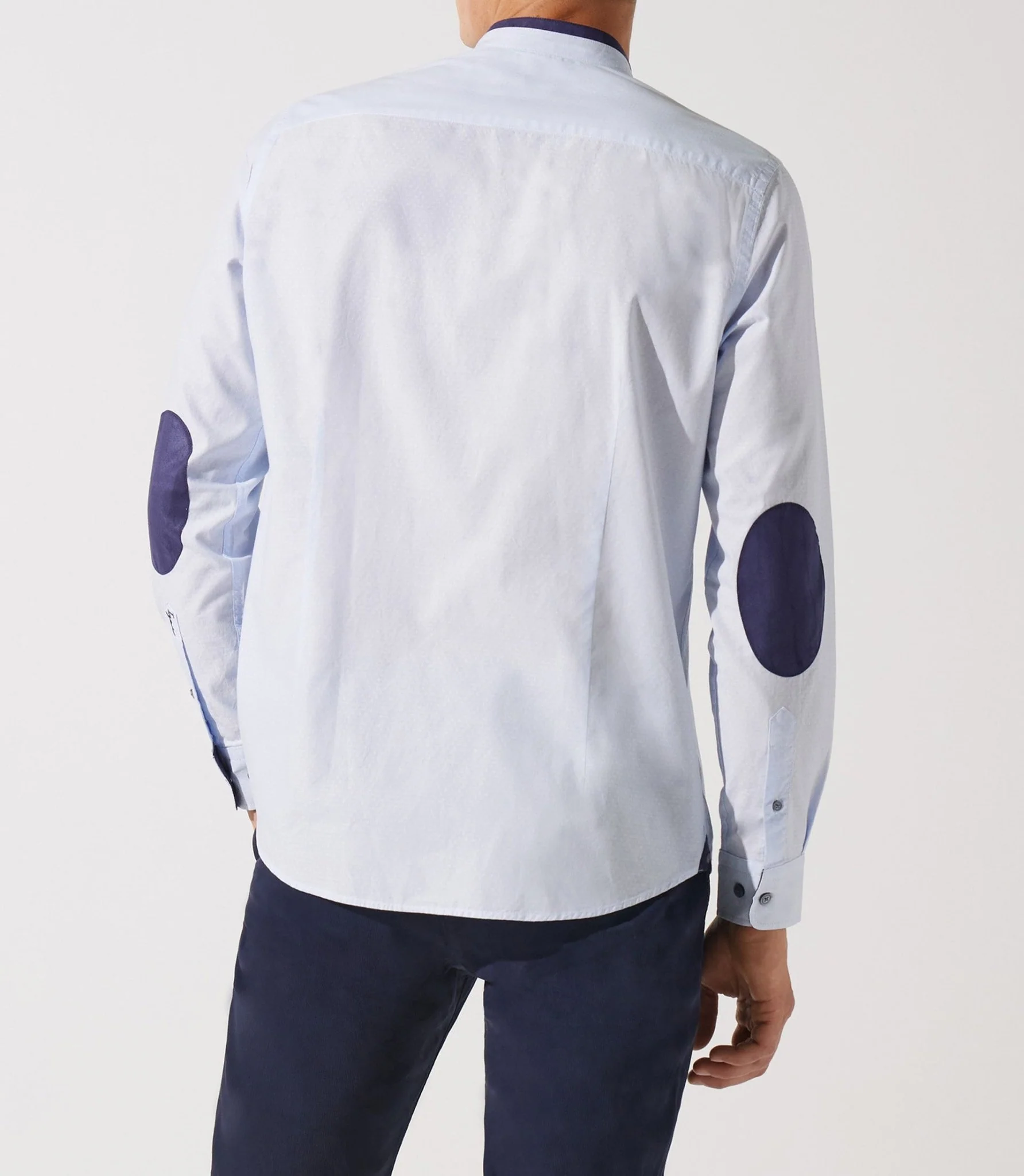 Chemise col mao à coudières bleu ciel et marine JOYBT - Image 2