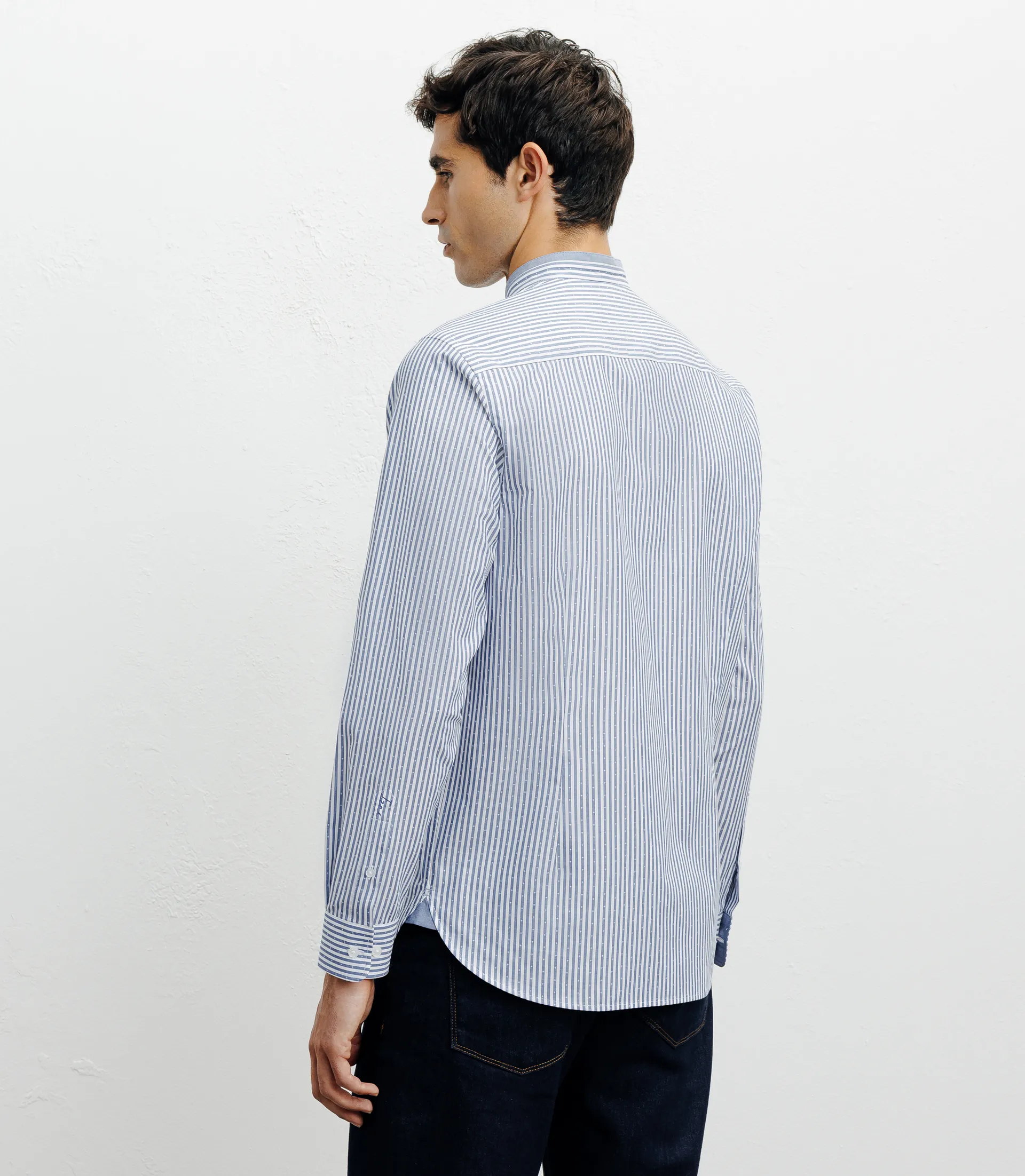 Chemise casual col mao ciel - Image 4
