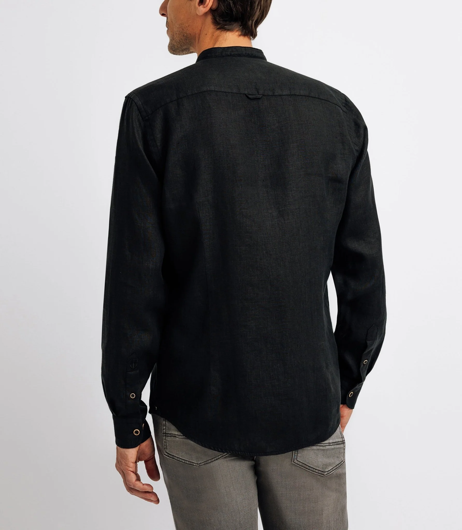 Chemise en lin col mao noir - Image 3