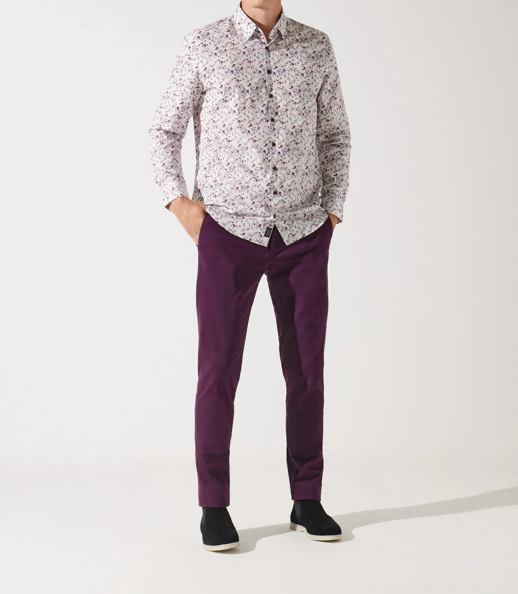 Chemise à imprimé floral vieux rose JACKI