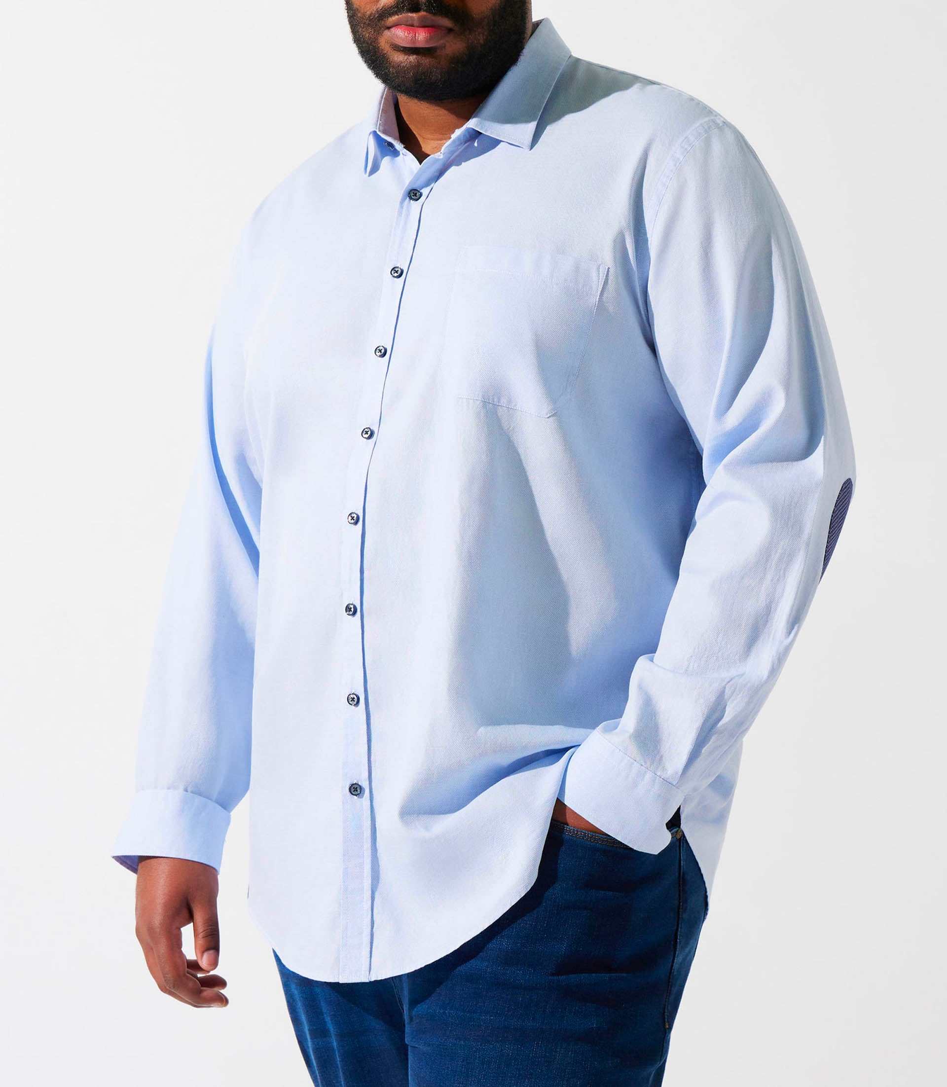 Chemise unie à coudières bleu ciel KENBT - Image 3