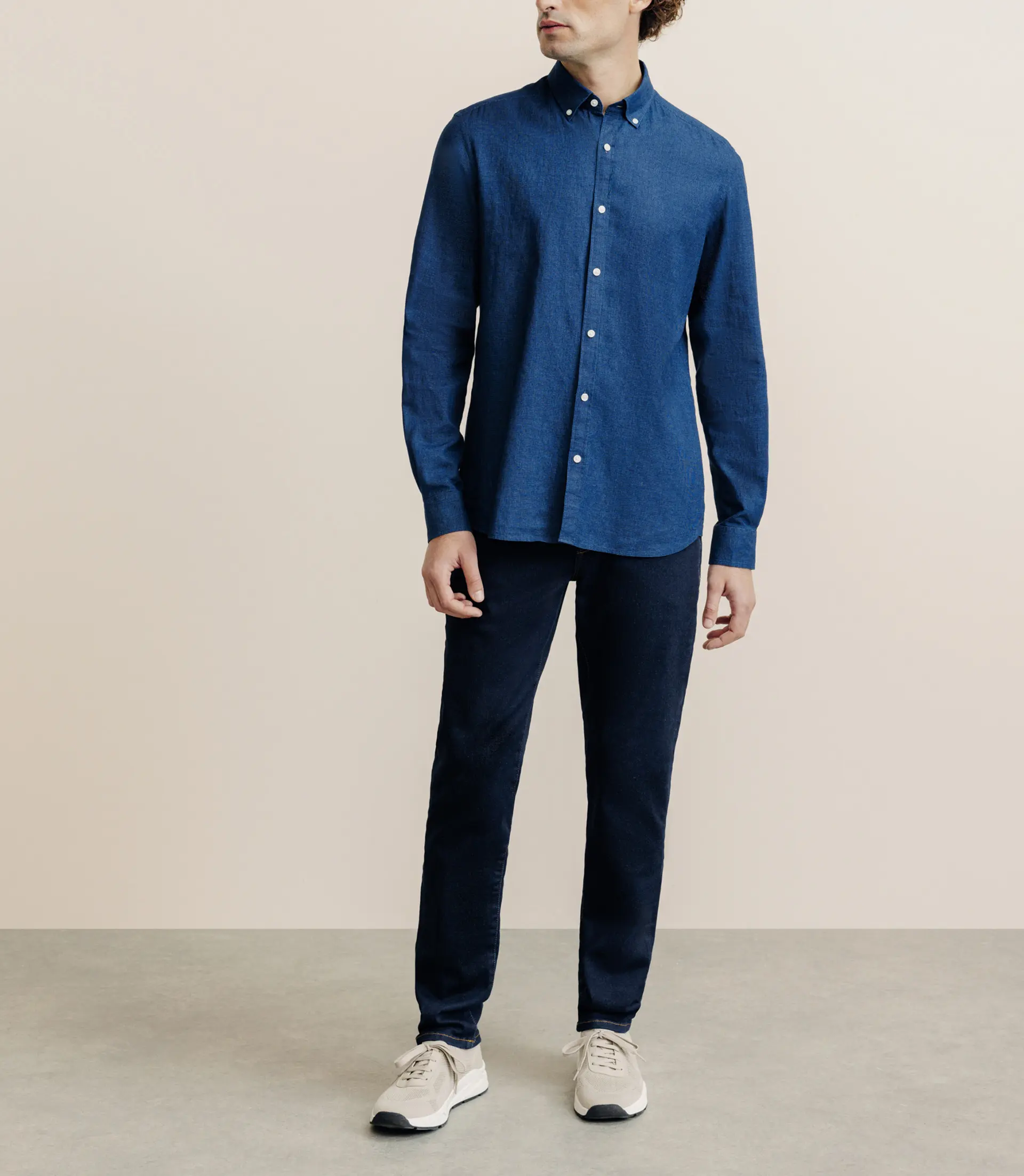 Chemise col boutonné marine - Image 3