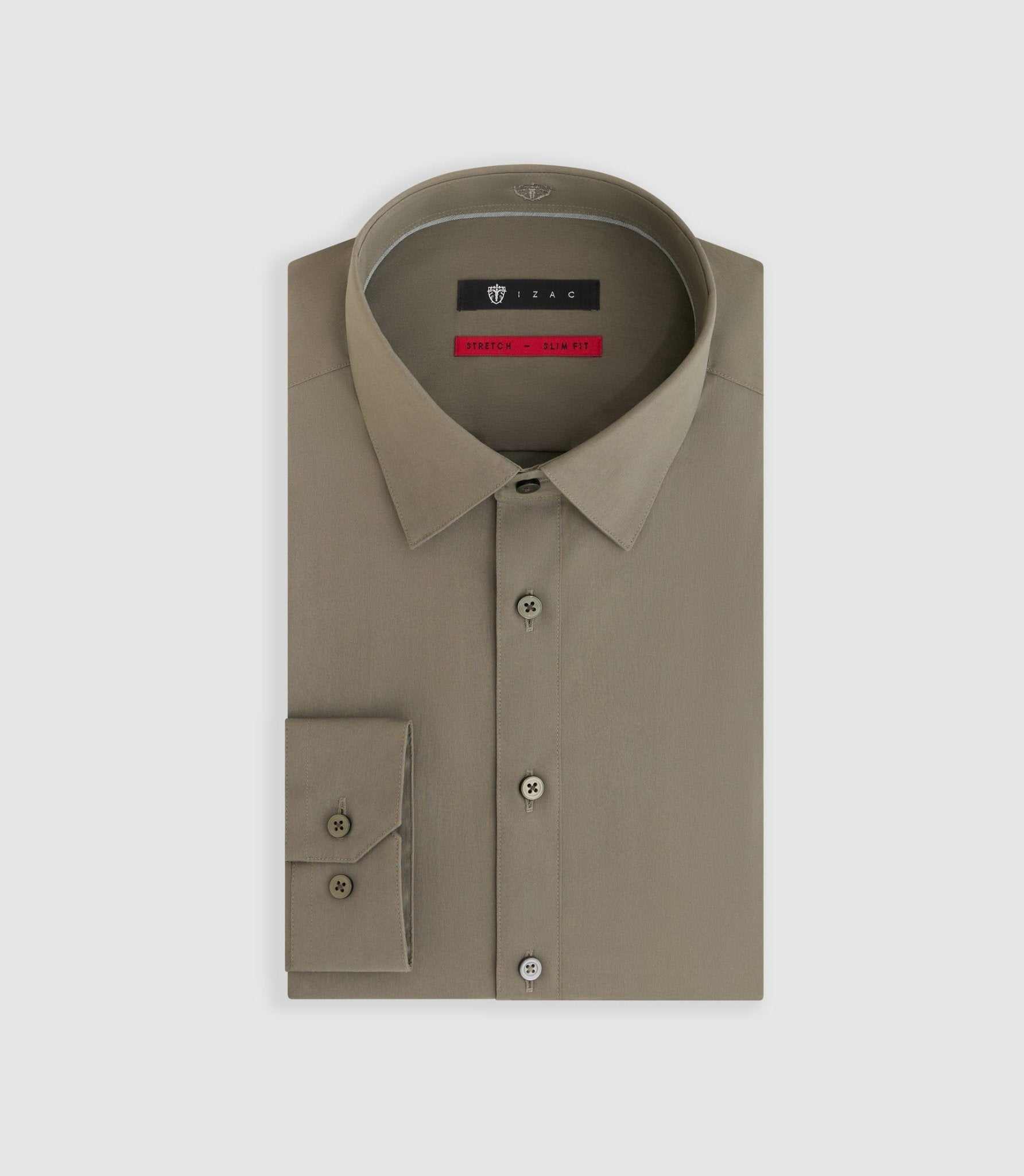Chemise en popeline stretch kaki clair MALTE - Image 3