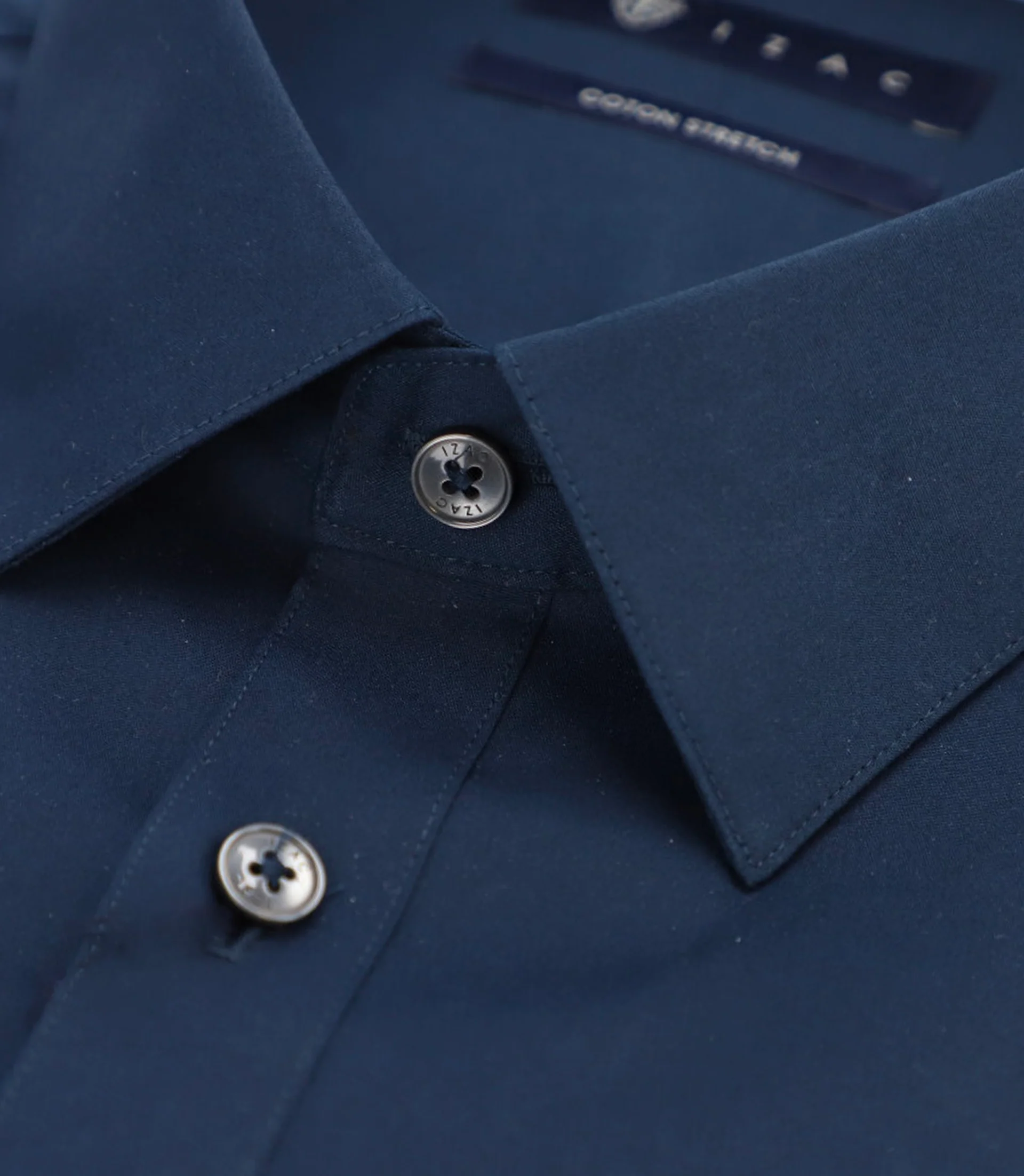 Chemise slim en popeline stretch marine MALTE - Image 2