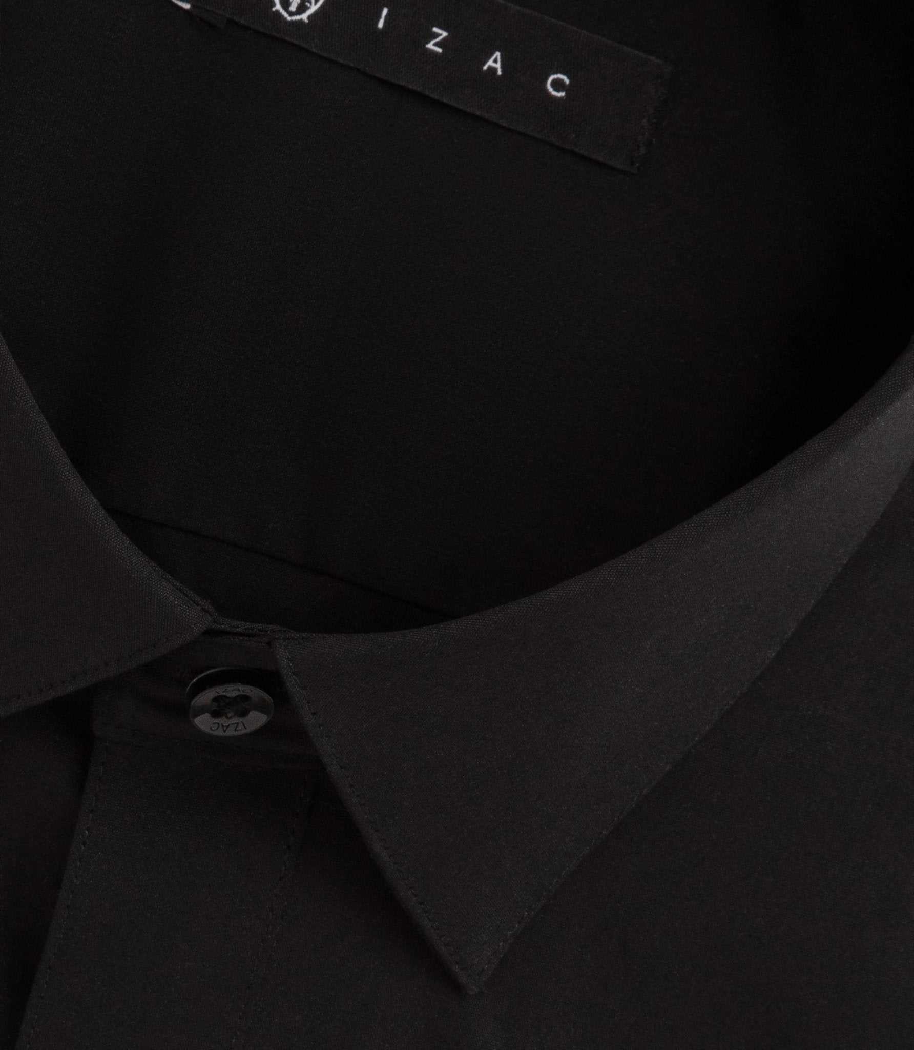 Chemise unie en popeline stretch noir MALTE2 - Image 2