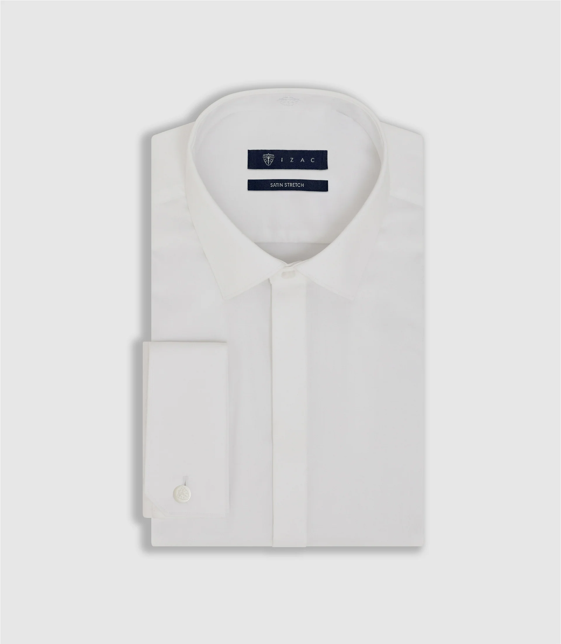 Chemise regular en satin stretch blanche SASTRETCHMIXTE