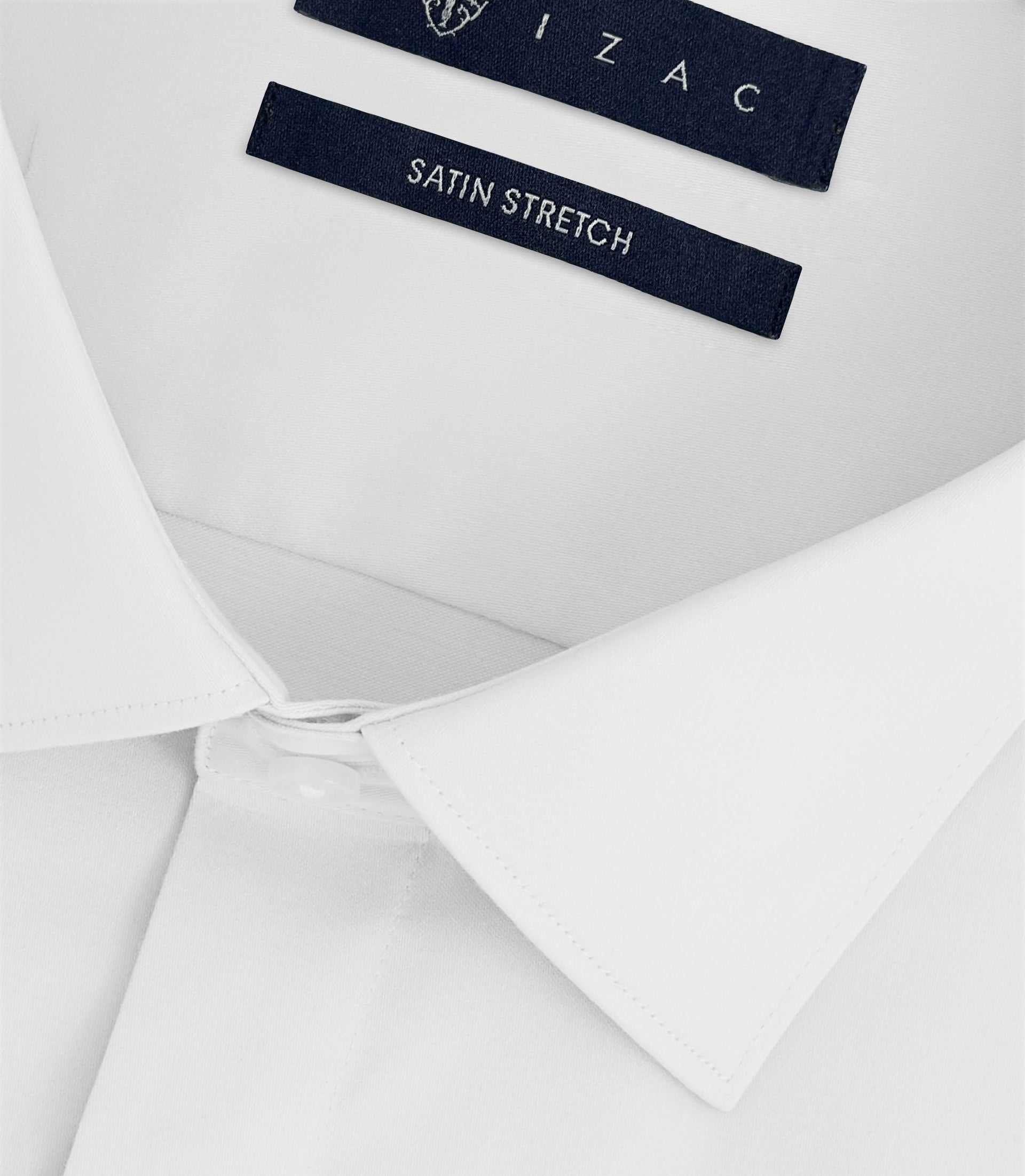 Chemise regular en satin stretch blanche SASTRETCHMIXTE - Image 2