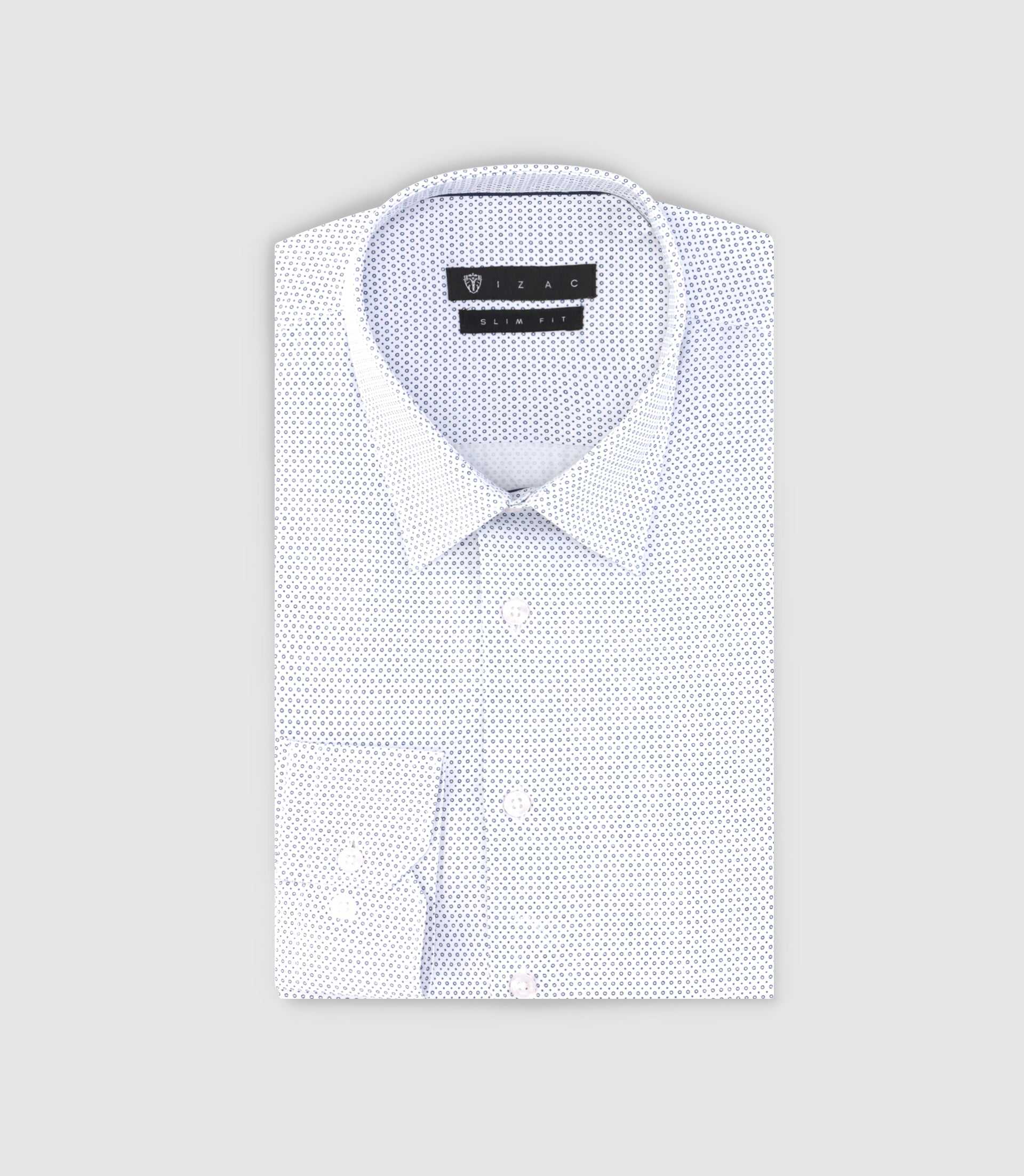 Chemise slim imprimée micro motifs blanc et marine PERLE - Image 3