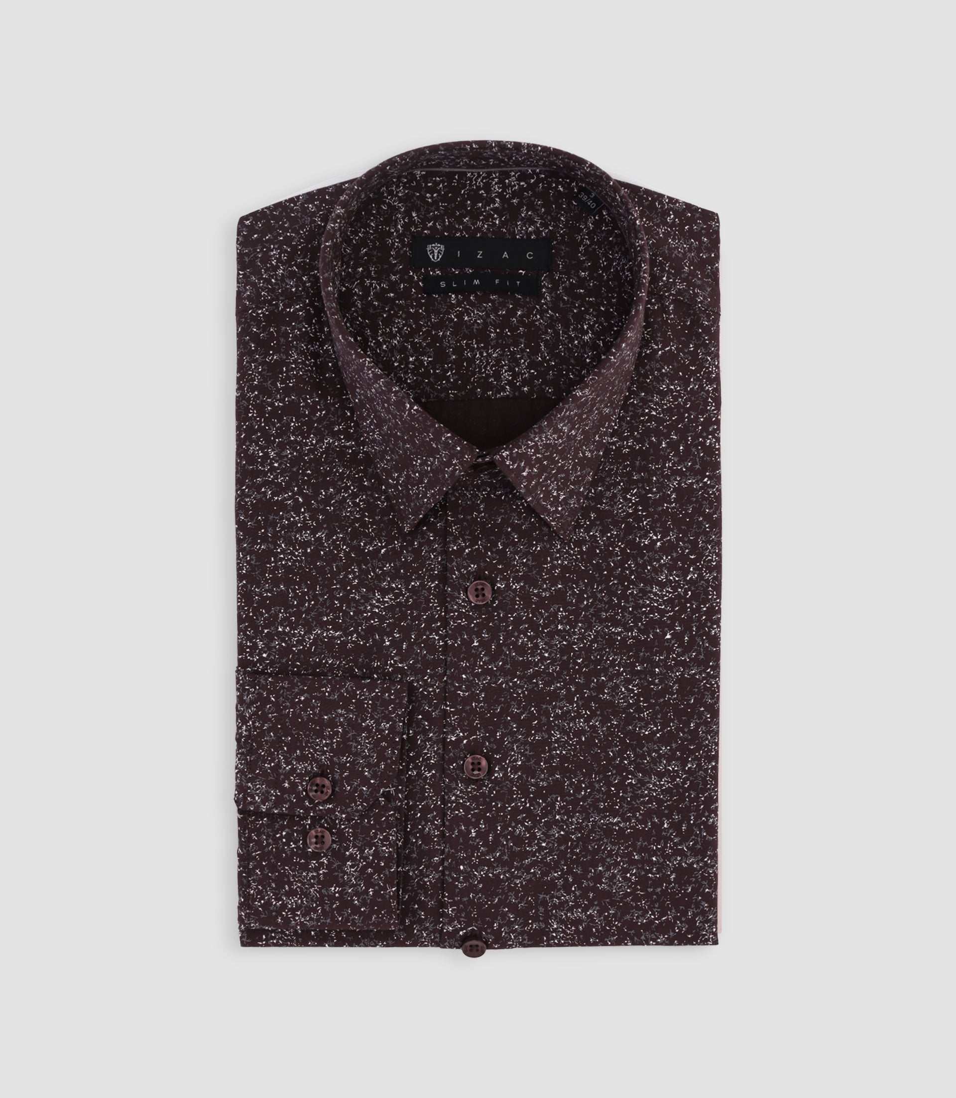 Chemise imprimée micro motifs bordeaux et grise PENTI - Image 3