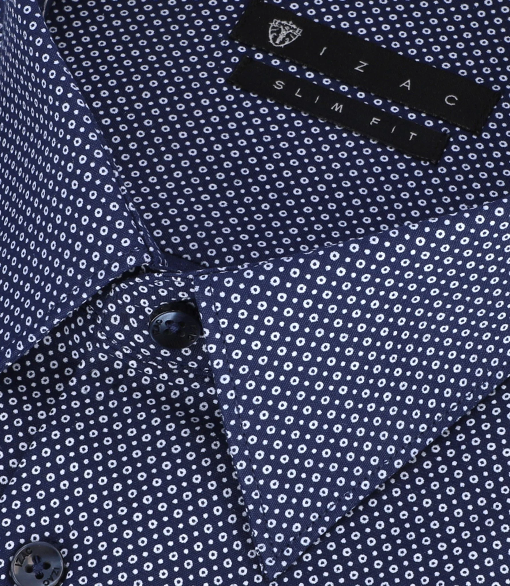Chemise slim imprimée micro motifs marine et blanc PERLE - Image 2