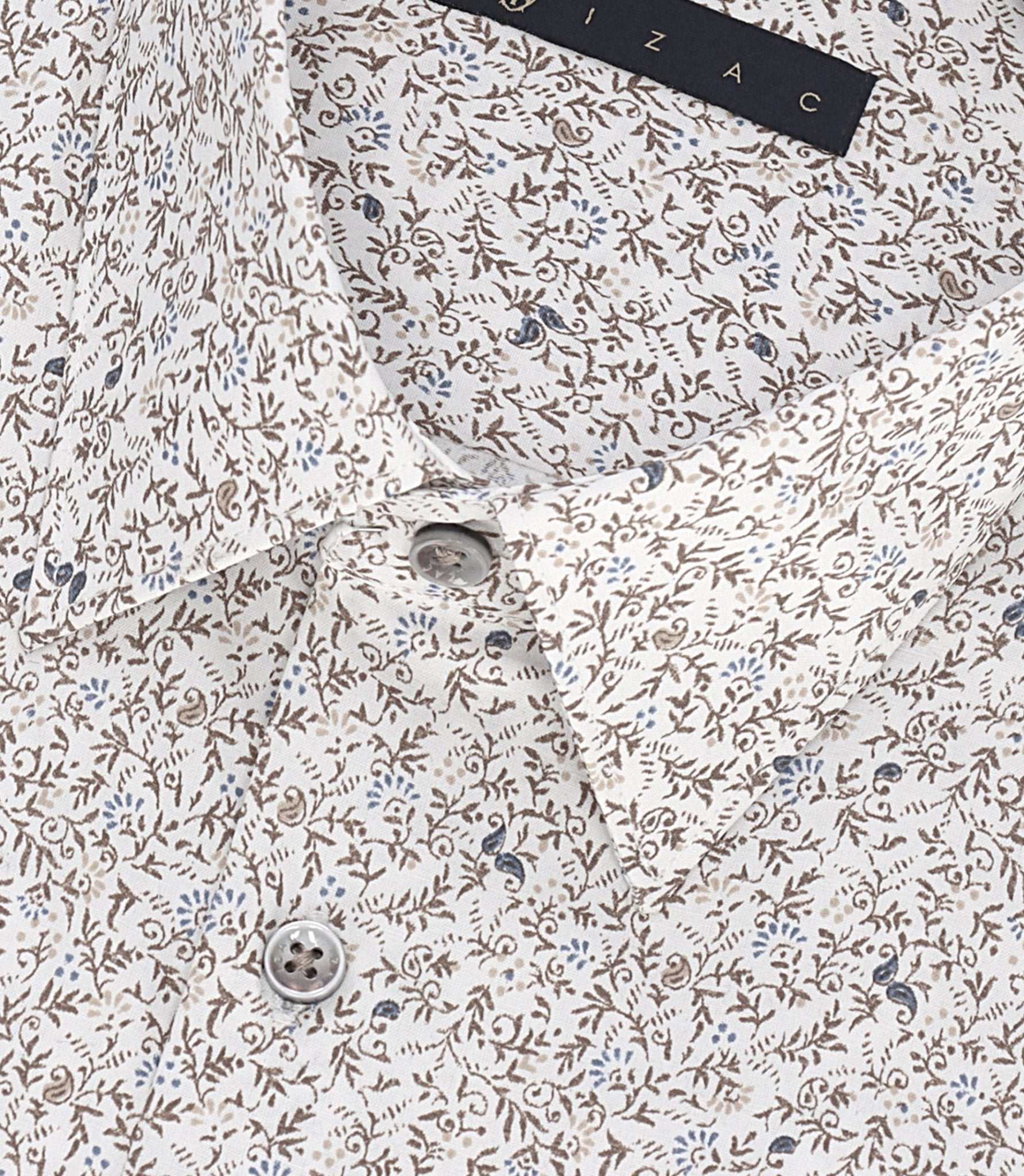 Chemise slim à imprimé fleuris blanche et camel MANU - Image 2
