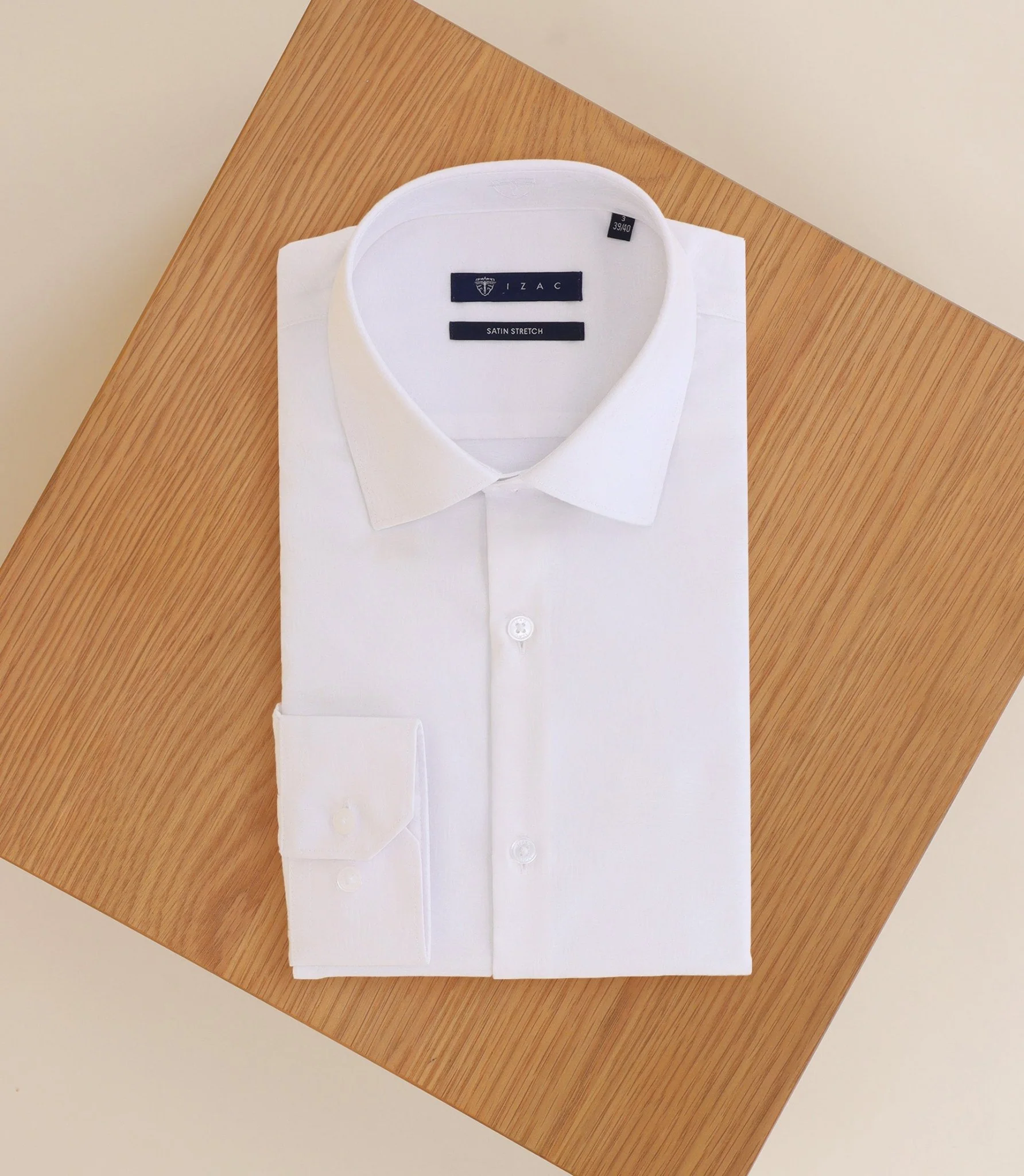 Chemise infroissable col italien blanche - Image 3