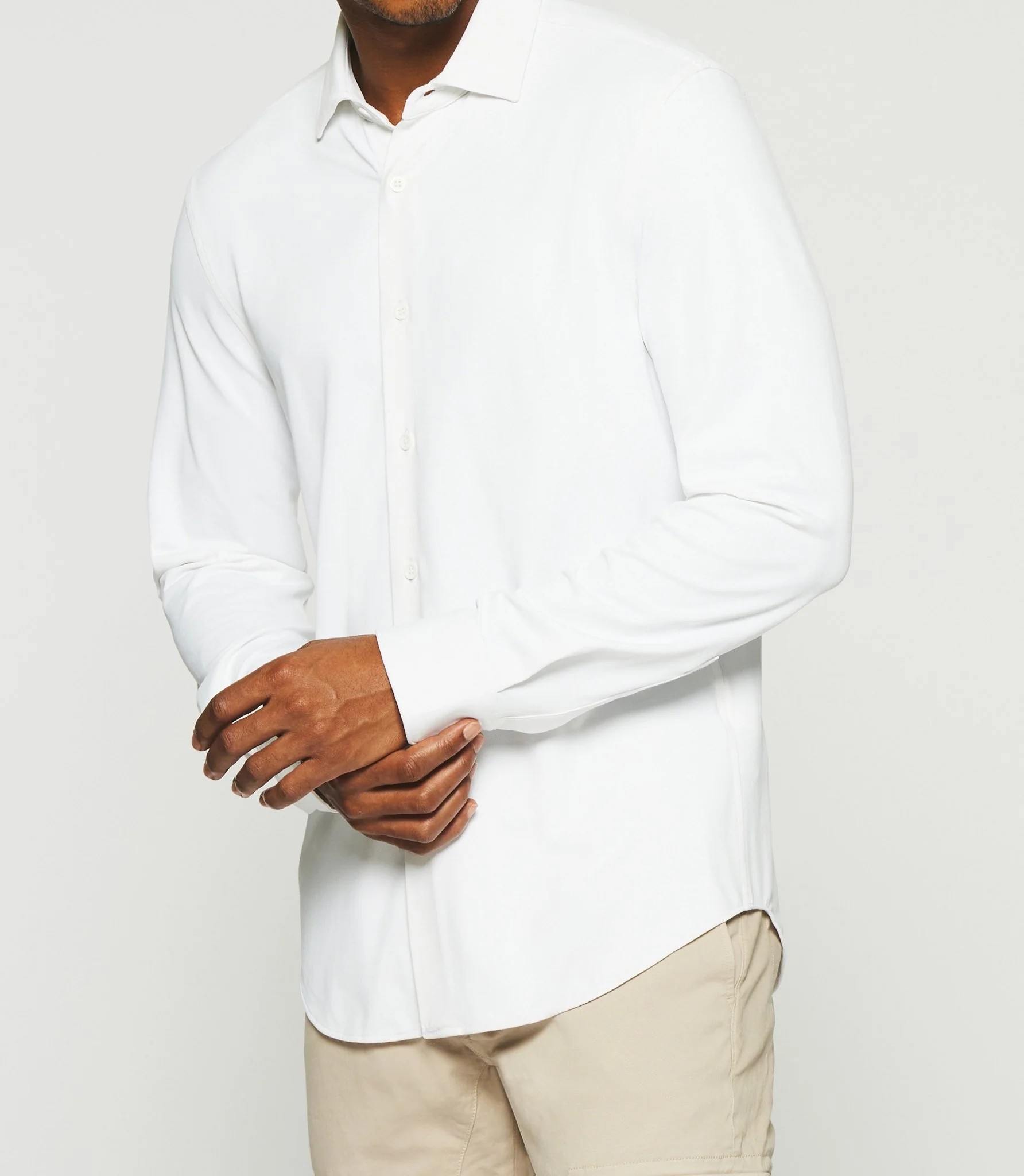 Chemise regular en maille piquée blanche MELCHIOR - Image 2