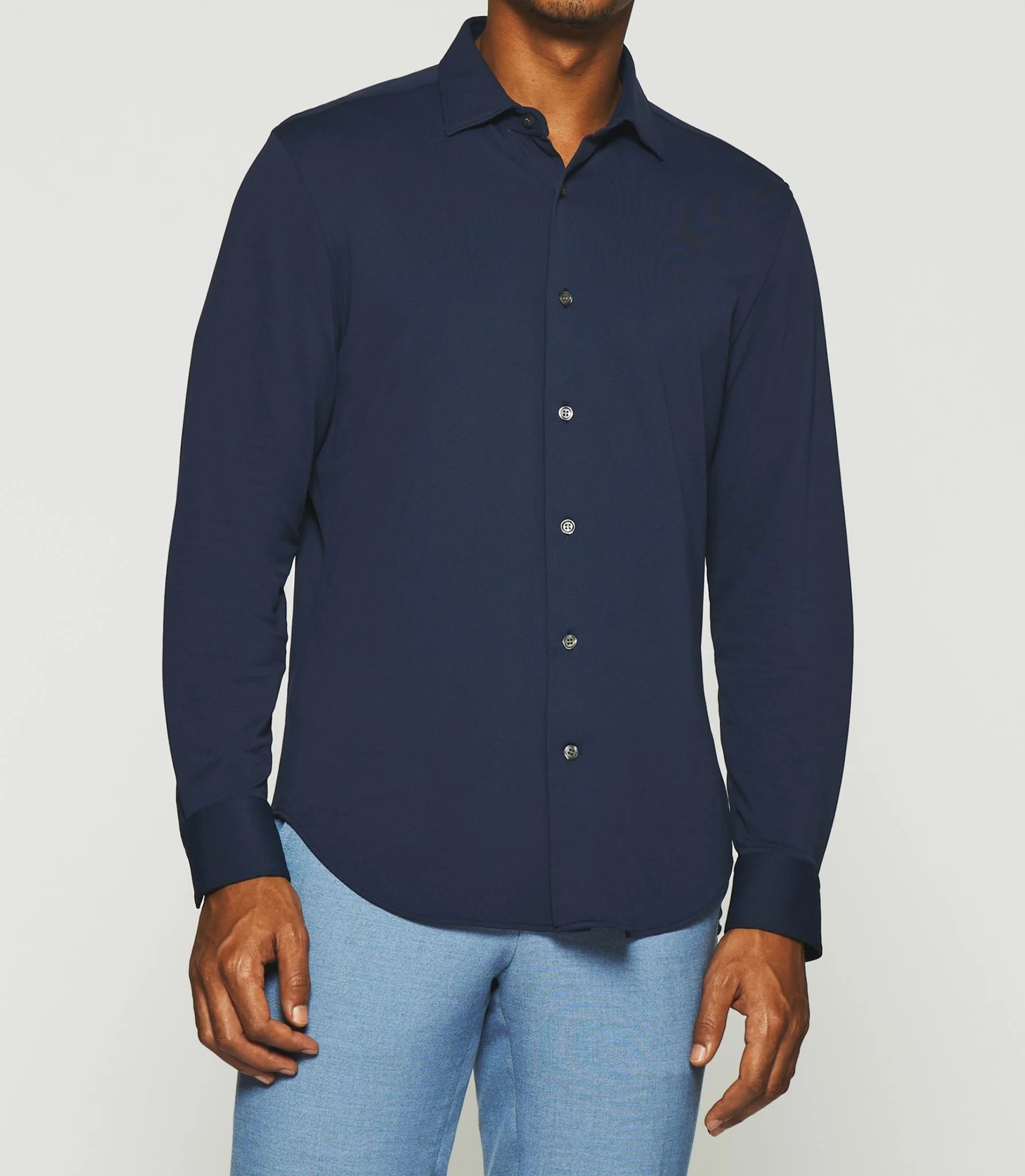 Chemise regular en maille piquée marine MELCHIOR - Image 2