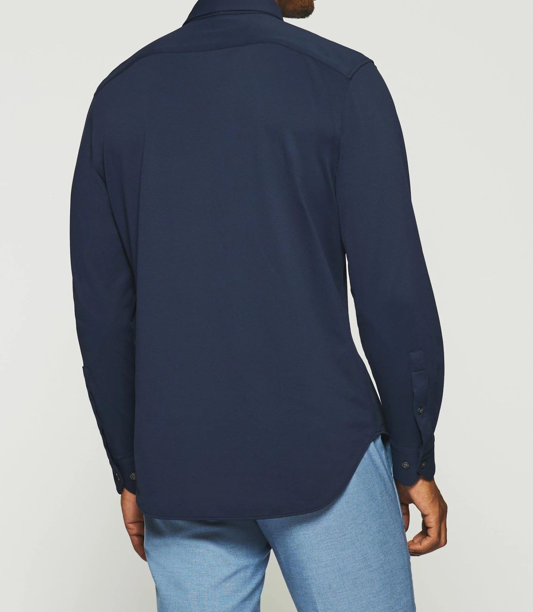 Chemise regular en maille piquée marine MELCHIOR - Image 3