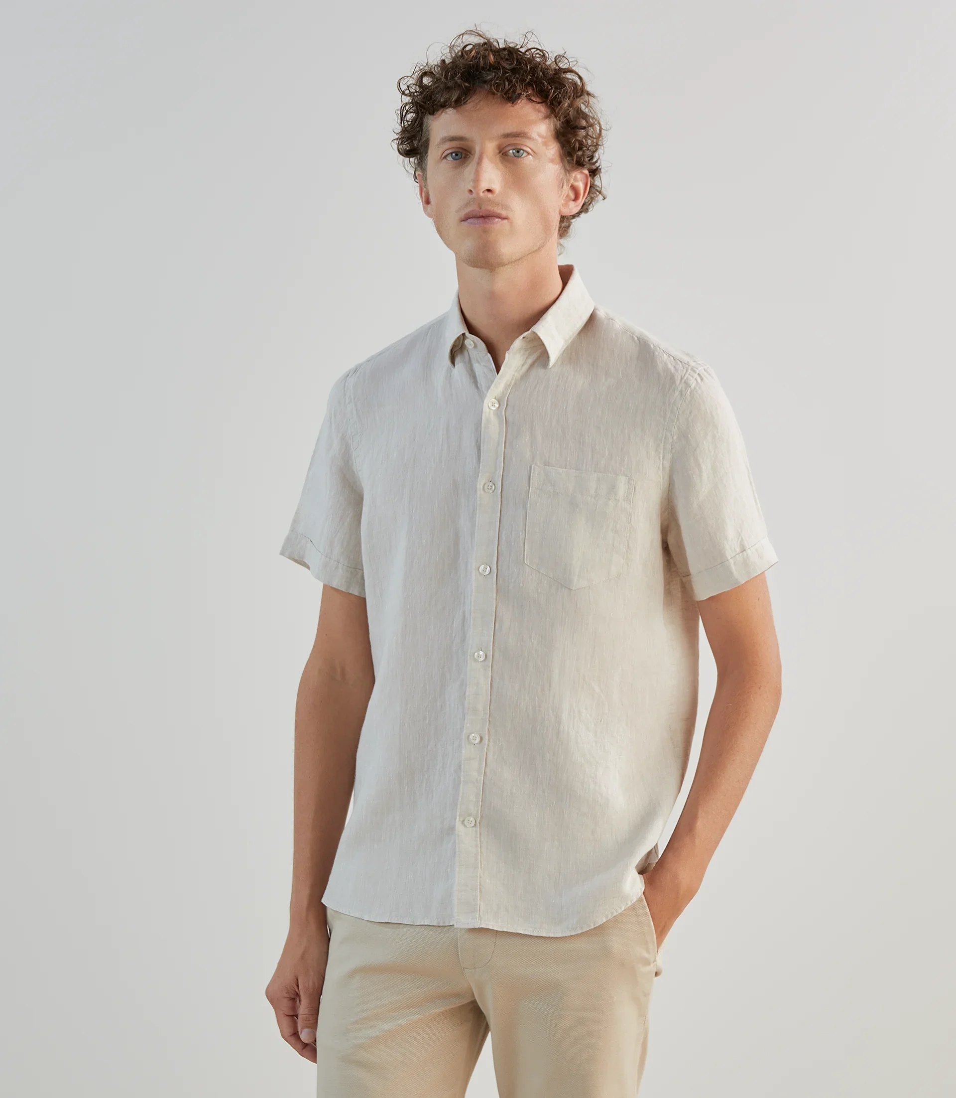 Chemise 100% lin beige