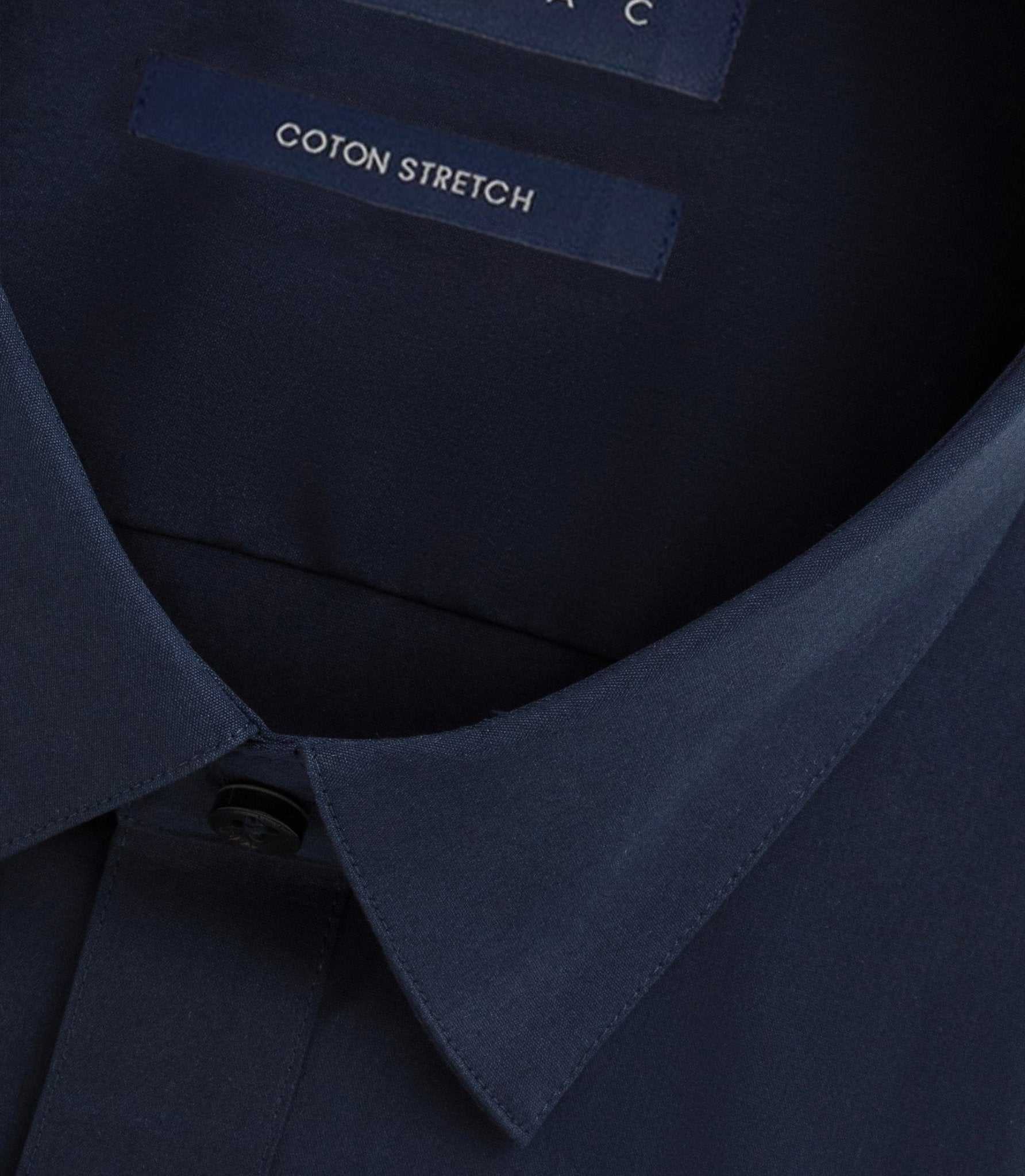 Chemise slim en popeline stretch marine - Image 2