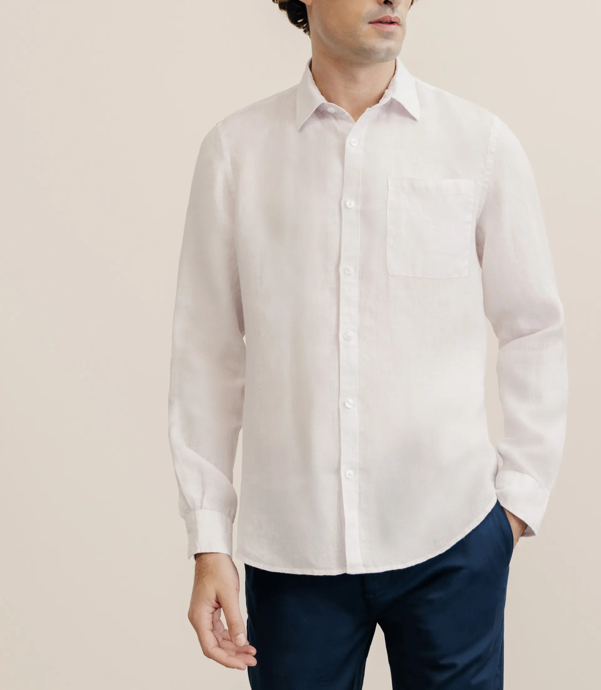 Chemise regular 100% lin rose