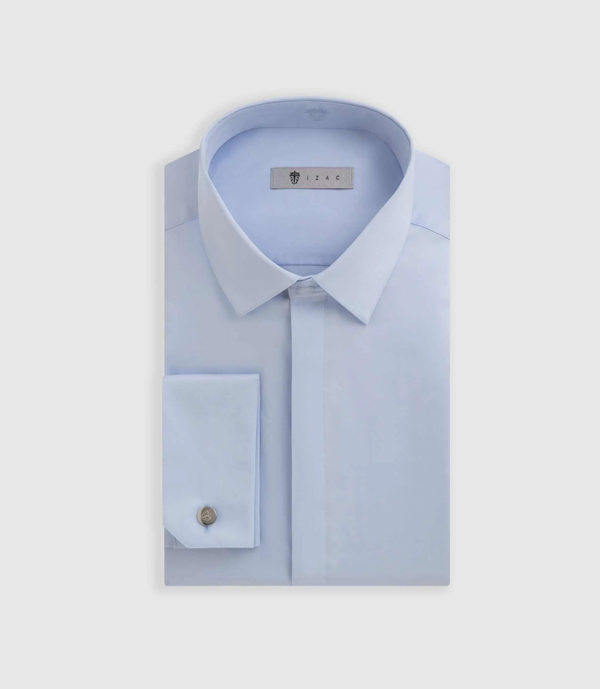 Chemise satin mixte slim ciel "Satinmixteslim coton"