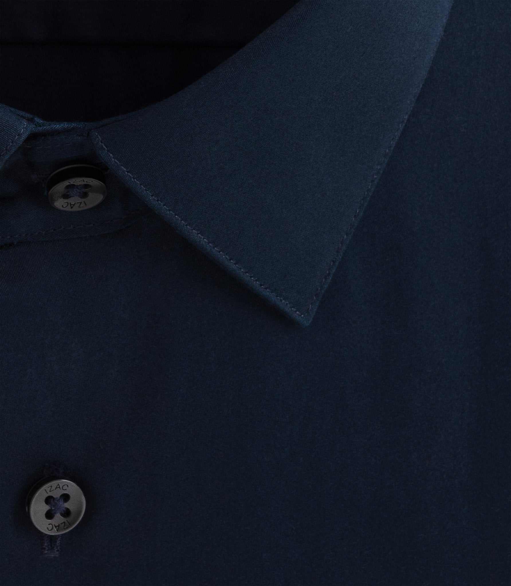 Chemise slim en satin de coton marine "Satinslim" - Image 4