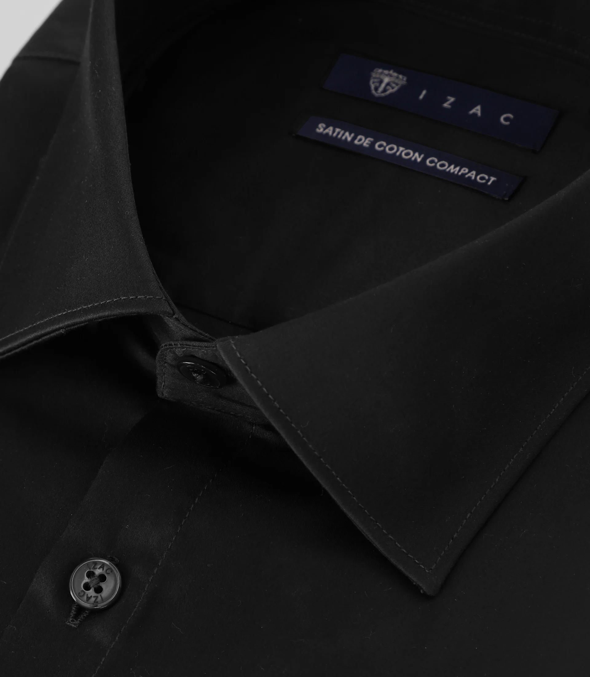 Chemise slim en satin de coton NOIR - Image 2