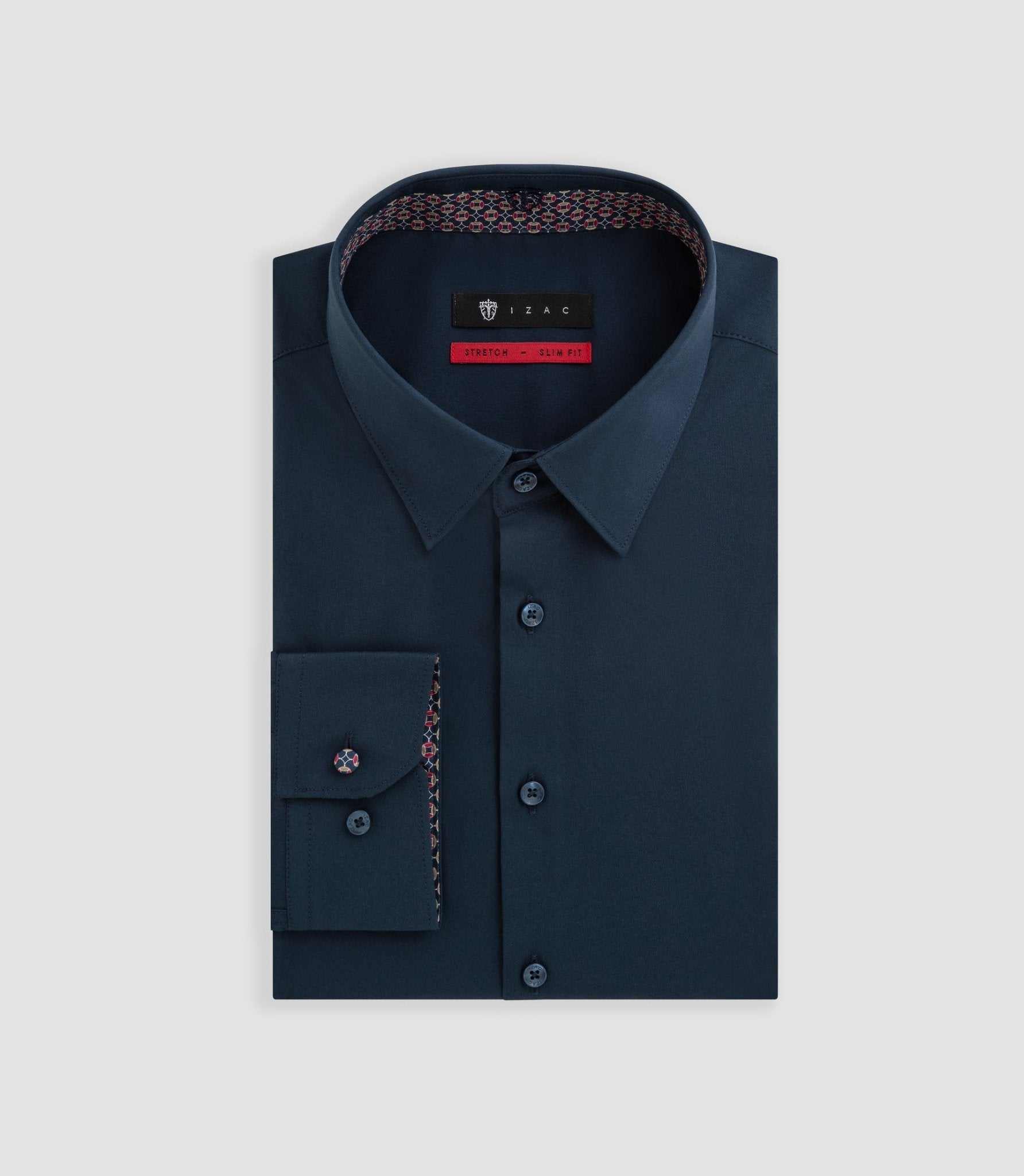 Chemise unie fantaisie marine "Bosco" - Image 3