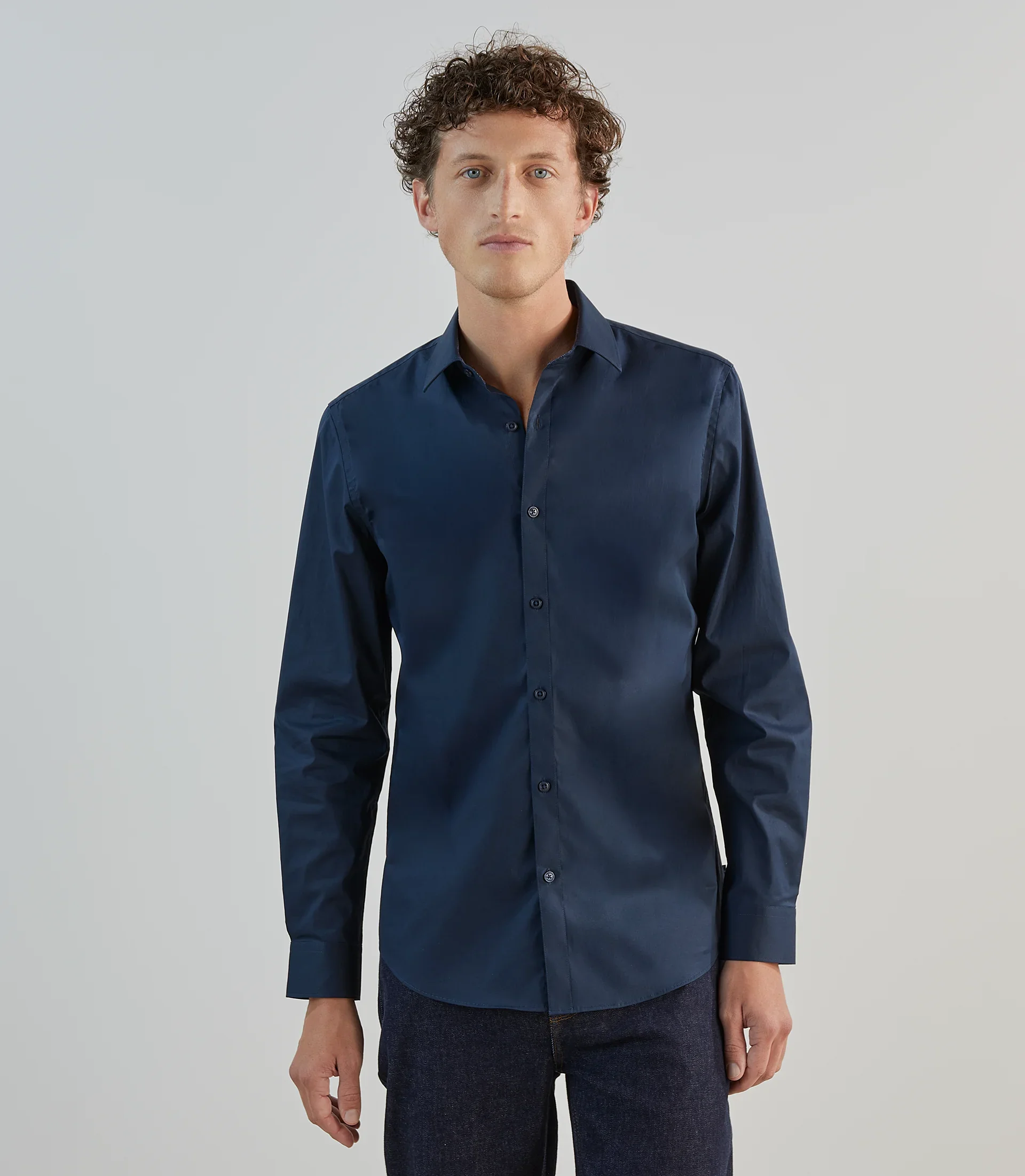 Chemise ville avec coudières marine